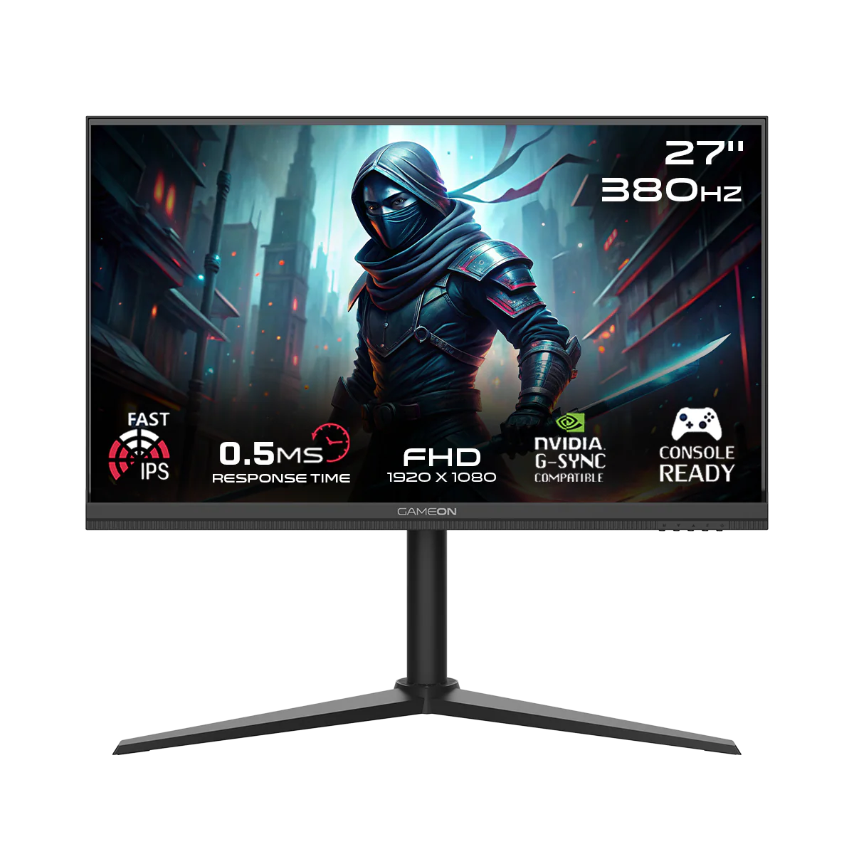GAMEON GOMP27FHD380IPS Midnight Pro Series 27" FHD, 380Hz, MPRT 0.5ms, HDMI 2.1, Fast IPS Gaming Monitor (Supports PS5) - Black