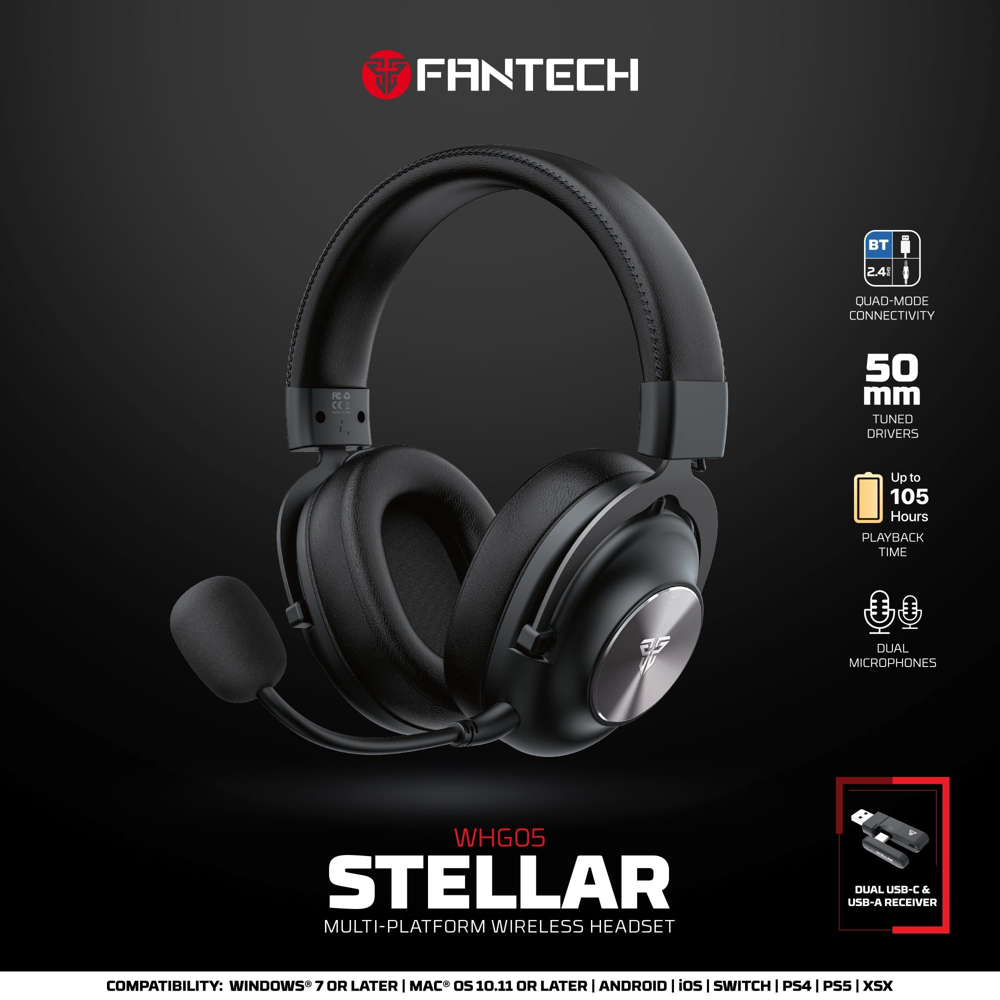 FANTECH WHG05 STELLAR Multiplatform Wireless Gaming Headset