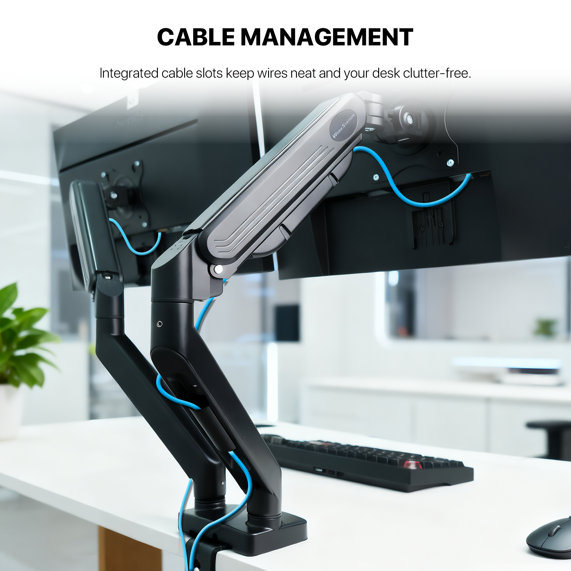 Fantech Workstation MBD1 Dual-Arm Monitor Mount, 90 Degree for 13" to 32" Screen Adjustable Spring Dual Monitor Arm Bracket for Desk