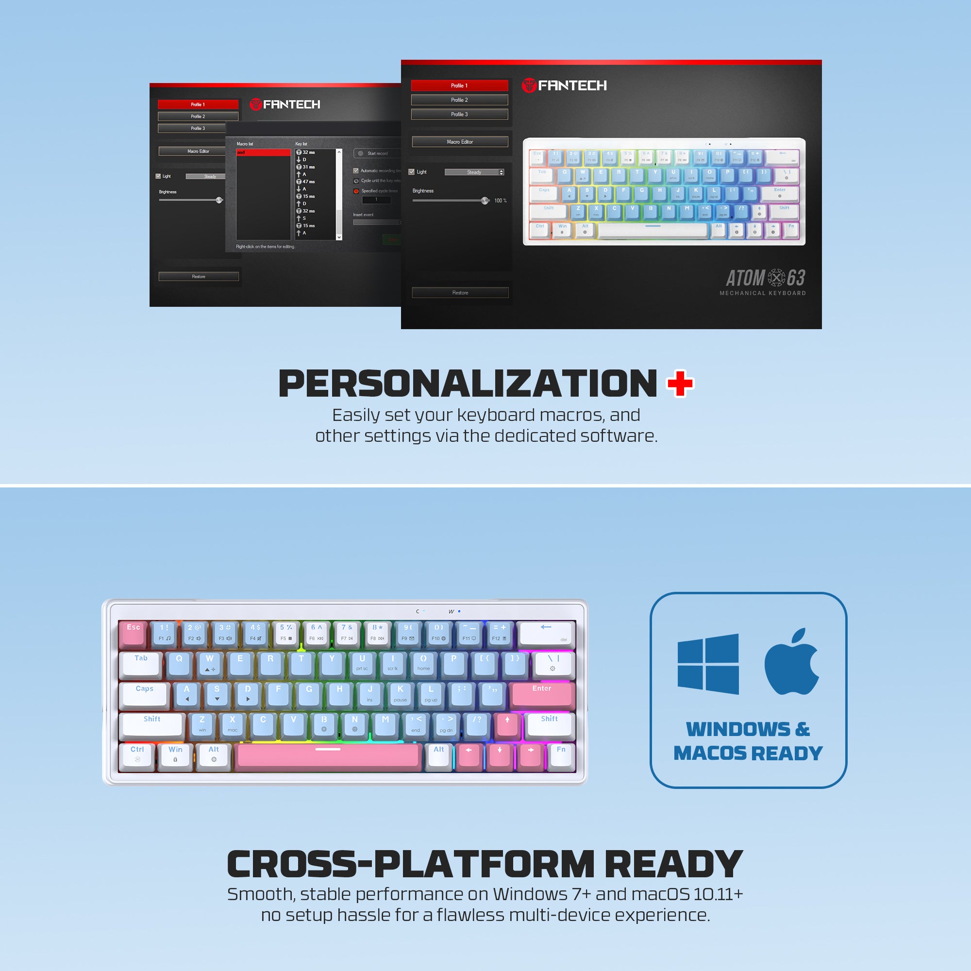 Fantech MK611 Atom X63 Ame Edition - BLUE