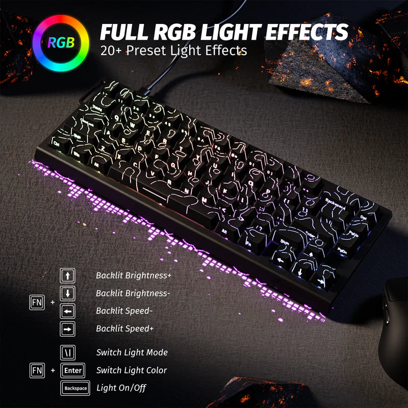 ATTACK SHARK X68 HE Rapid Trigger Mechanical Gaming Keyboard 60% Wired TKL with Adjustable Actuation,Hall Effect Magnetic Switch,8KHz Polling Rate,RGB Backlit,Top Mount for PC Mac Esport Gamer(Black)