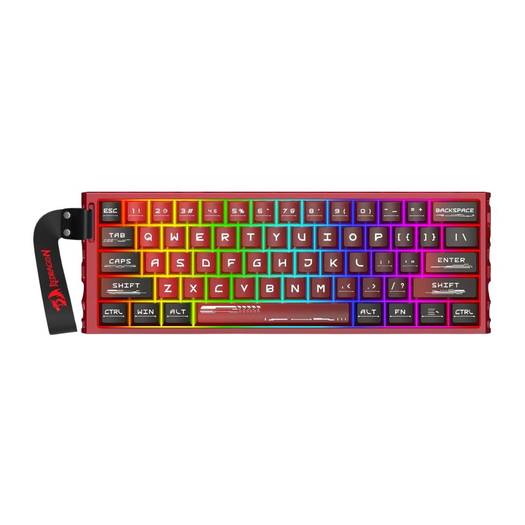 لوحة مفاتيح الألعاب Redragon K753 HE Rapid Trigger، لوحة مفاتيح ميكانيكية سلكية 61 مفتاحًا بنسبة 60% مع قاعدة ألومنيوم مجوفة باللون الأحمر الجذاب، ومفاتيح مغناطيسية UltraMag 100% POM فائقة النعومة وسريعة الاستجابة من الجيل التالي