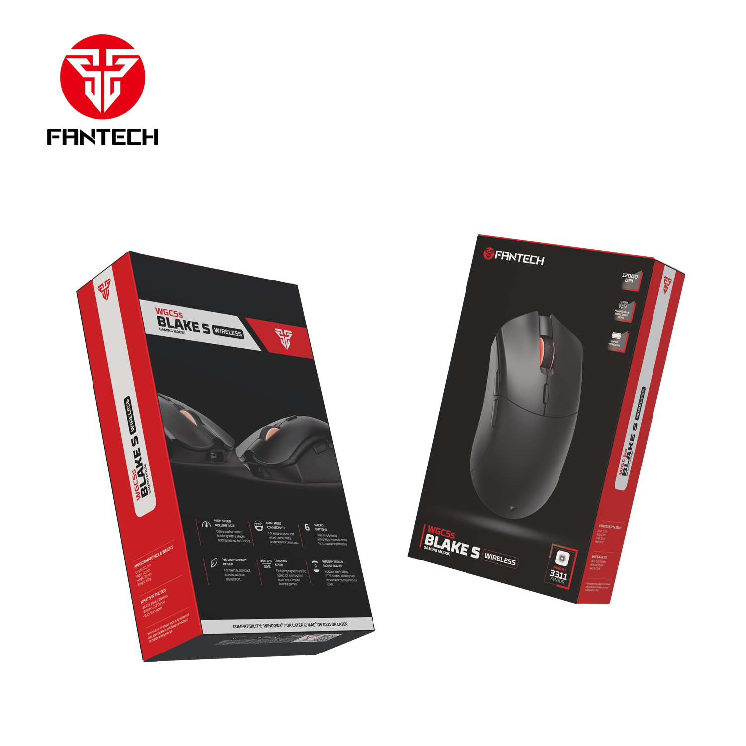 FANTECH WGC5S BLAKE S DUAL MODE WIRELESS GAMING MOUSE - BLACK