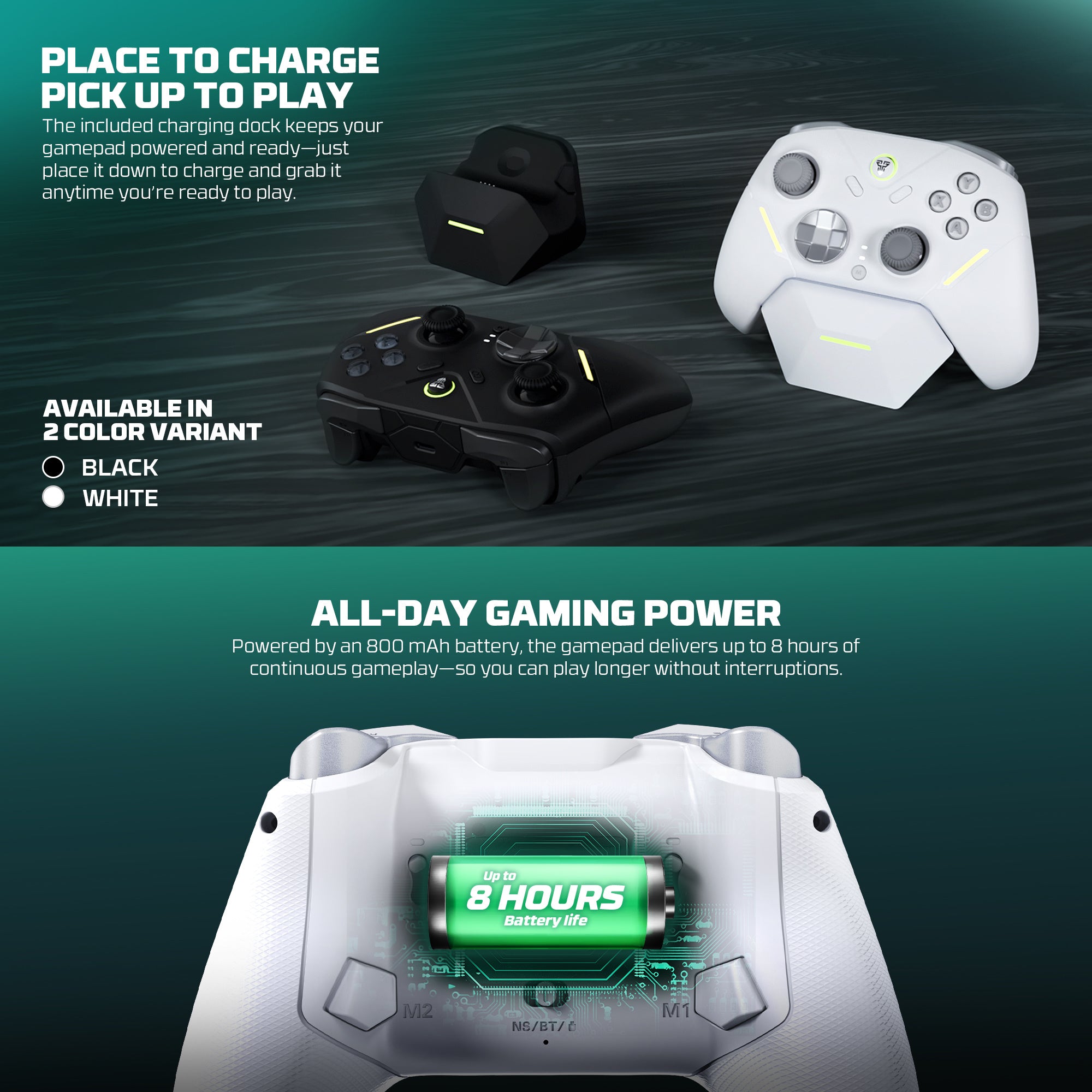 Fantech ZENITH PRO Wireless Gamepad RGB Multi-Platform Hall-Effect Game Controller with Charging Dock