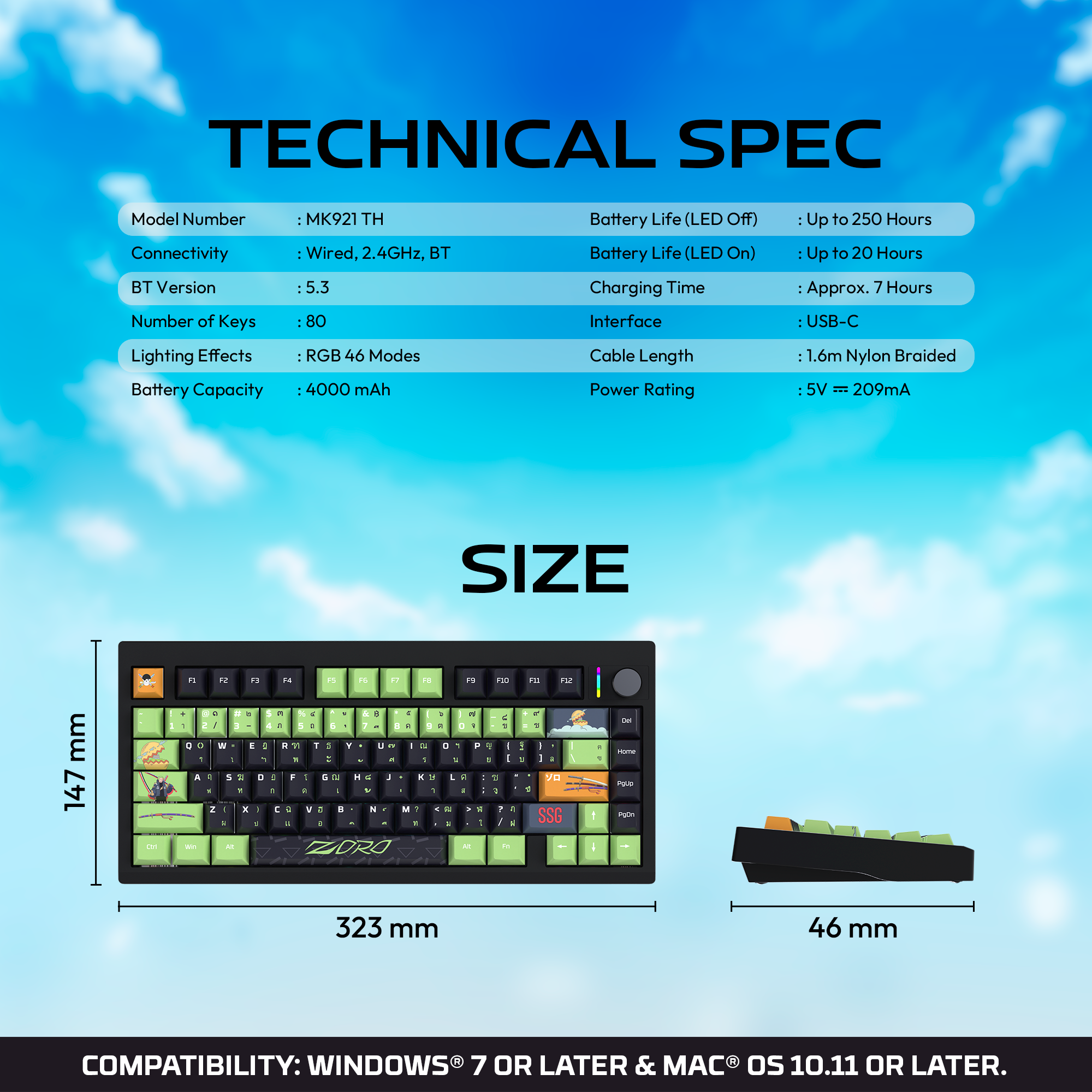 لوحة مفاتيح ميكانيكية Fantech MK921 MAXFIT8 QMK باللون الوردي