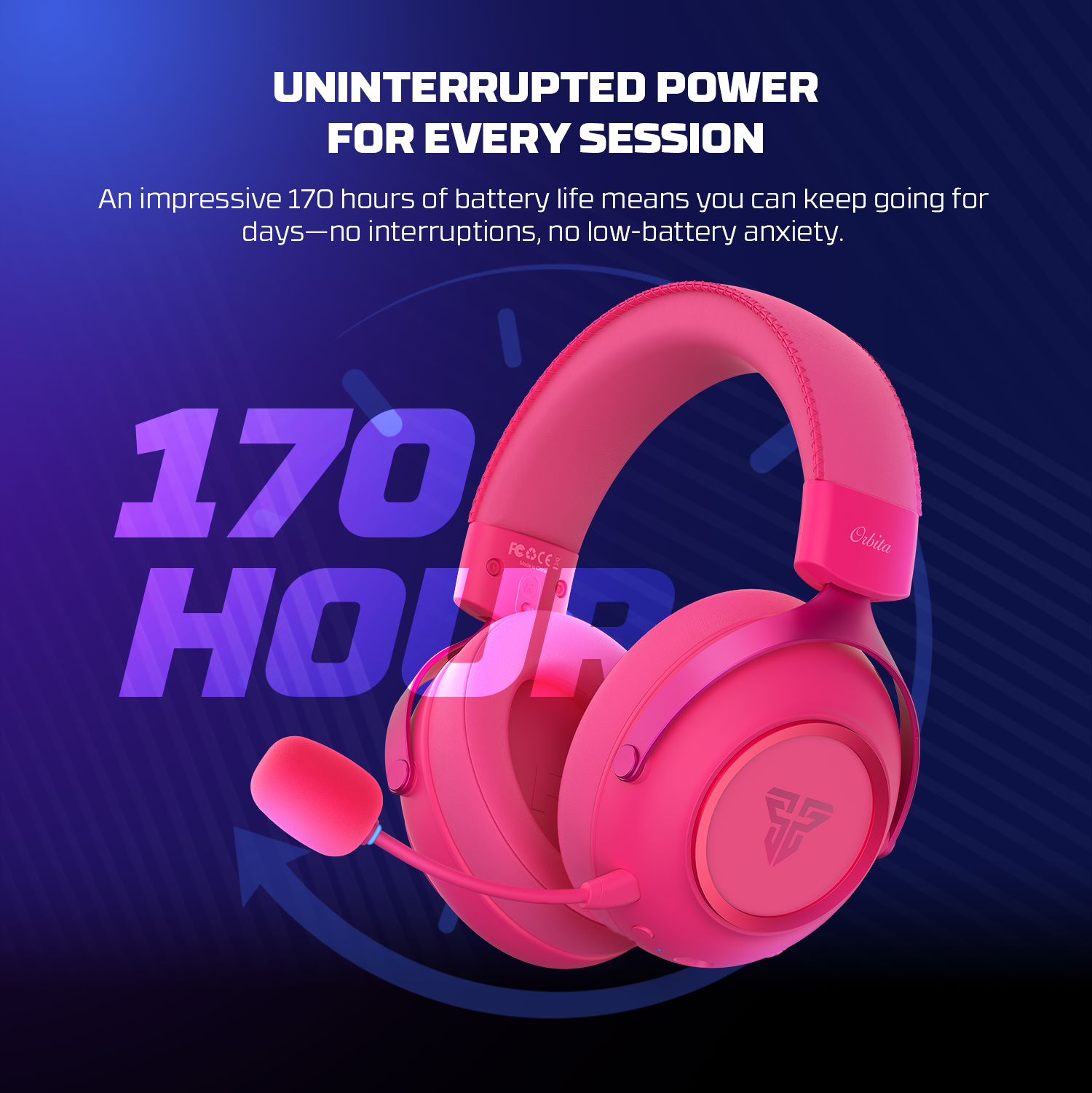 FANTECH Orbita WHG07 2.4G Bluetooth Wireless Gaming Headset 53mm Hi-Fi 7.1 Surround Sound Headphones with Noise Reduction Mic