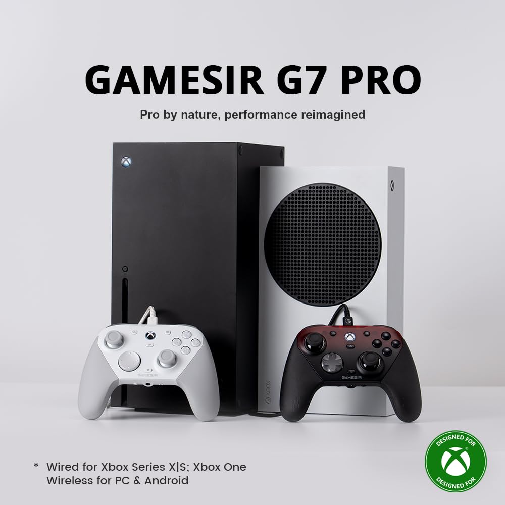 GameSir G7 Pro Wired Controller for Xbox Series X|S, Xbox One, Wireless Gamepad for PC&Android with TMR Sticks, Hall Effect Analog Triggers, 1000Hz Polling Rate, 3.5mm Audio Jack - Red