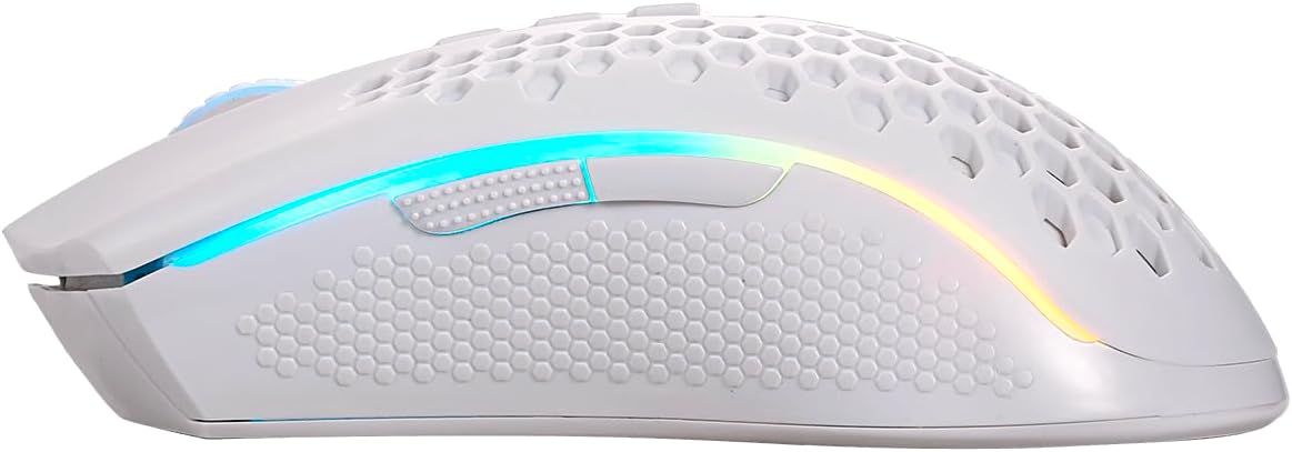 REDRAGON Mouse Gamer Storm Pro M808w-ks White Wireless, Honeycomb Shape, Wireless, 2.4GHz, USB Dongle/USB Wiring, 16000dpi - 8 Programmable Buttons