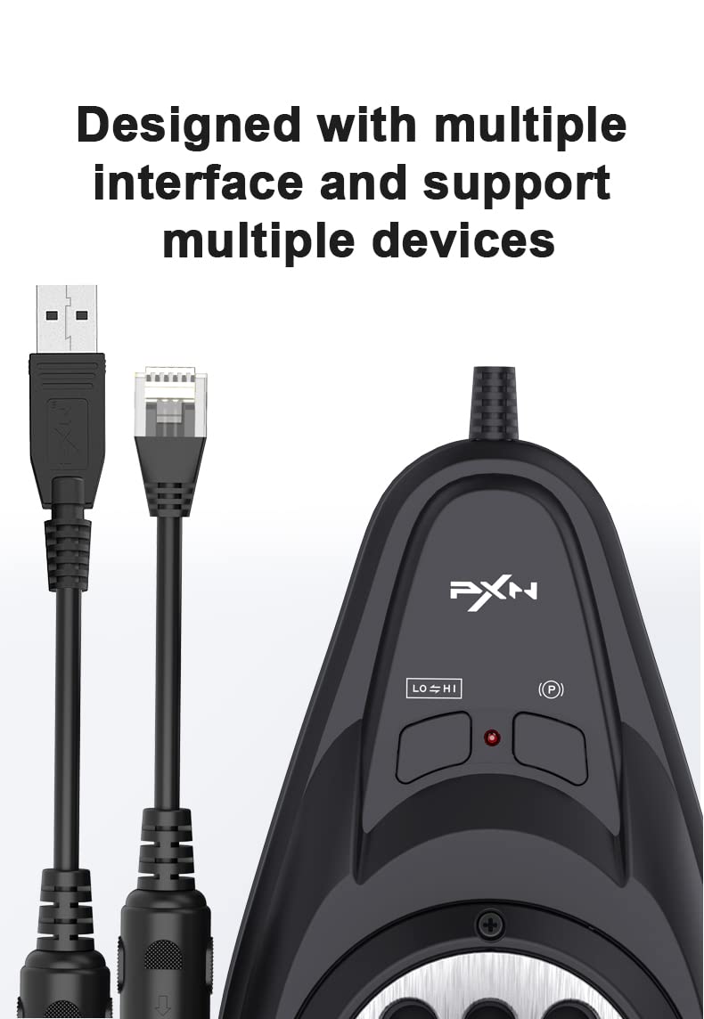 PXN A7 Racing wheel Gear Shifter, 6 +1 Shifter Metal disk with Handbrake Button and Shift Button for High & Low Gear Universal Includes DIN-USB, DIN-RJ11, DIN-DIN cables Shifter for PS4 /PS5/PC/XBOX