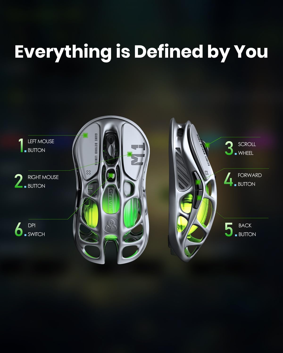 GravaStar Mercury M1 Pro Wireless Gaming Mouse – 26,000 DPI PAW3395DM Sensor • Lightweight Magnesium Alloy • Tri-Mode (Wired/2.4GHz/Bluetooth) • 4K Polling Rate • Up to 200-Hour Battery