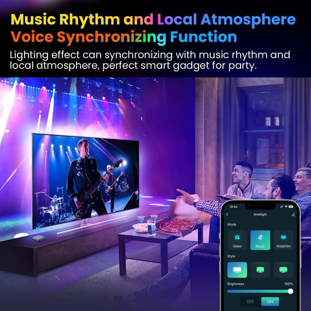 AVATTO The TV LED Backlight HDMI 2.0 Sync Box with 5m RGBIC LED Strip Light for 75-85 inch TV. Supports Voice Control with Alexa, Google Assistant and Smart Life App Remote Control