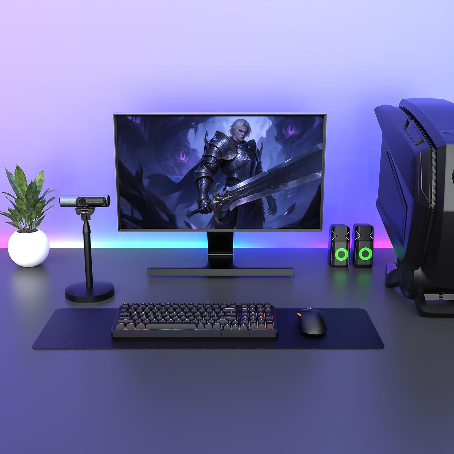 Redragon GW911 4K Webcam for PC, Ultra HD with Dual Noise-Cancelling Mic, PDAF Auto Focus, Auto Light Correction, Plug & Play, Privacy Cover – Works w/Zoom/Teams/Skype/Google Meet