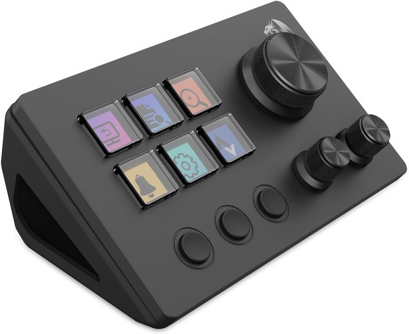 REDRAGON Skyrider SS-551 Smart Streaming Control Panel – Professional Stream Deck with 6 Programmable LCD Buttons and 3 Multi-Function Knobs, Quick and Convenient Control of Software and Apps