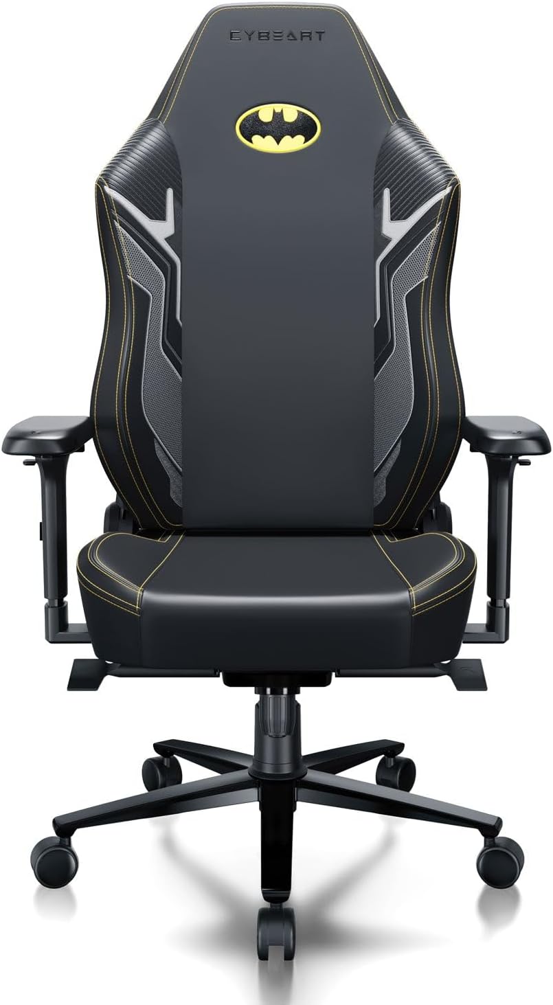 CYBEART | Batman Classic - Chaise de gaming/bureau série APEX | Lombaire 4D, accoudoir 4D, similicuir Endura, oreiller AeroMag, inclinable et inclinable