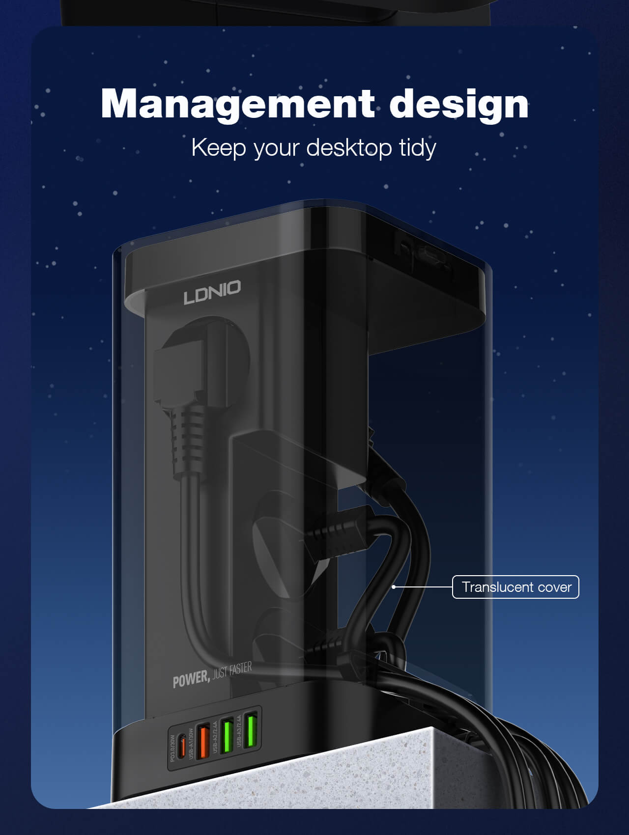 LDNIO SEW4485 Multi Function Charger Tower Socket Surge Protector Socket Power Strip