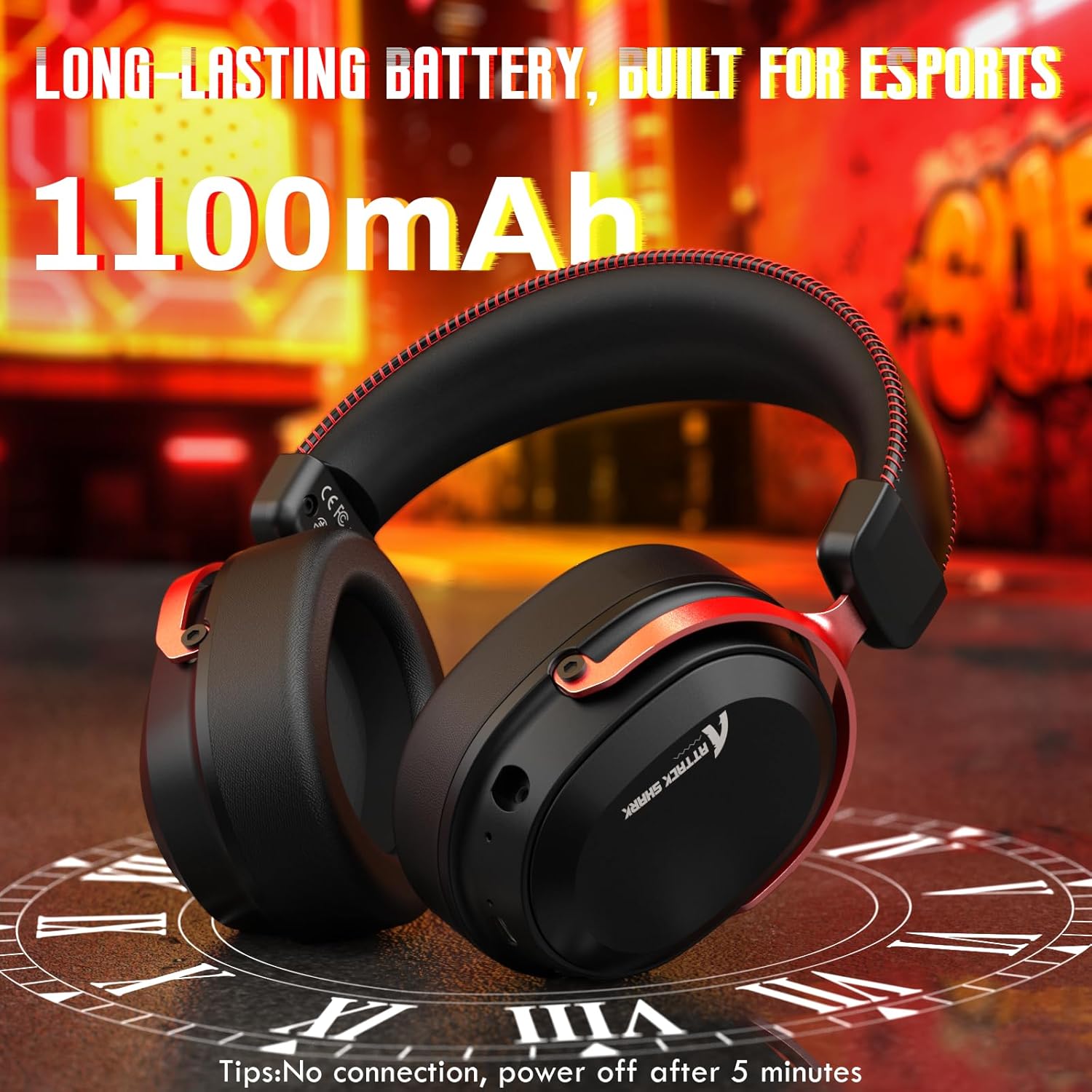 ATTACK SHARK L30Pro Wireless Gaming Headset with 2.4Ghz/BT/Wired, Long Battery Life with Detachable Microphone 7.1 Surround Sound Ultra-Low Latency for PC/PS5/Xbox/Switch/Mobile Black&Red