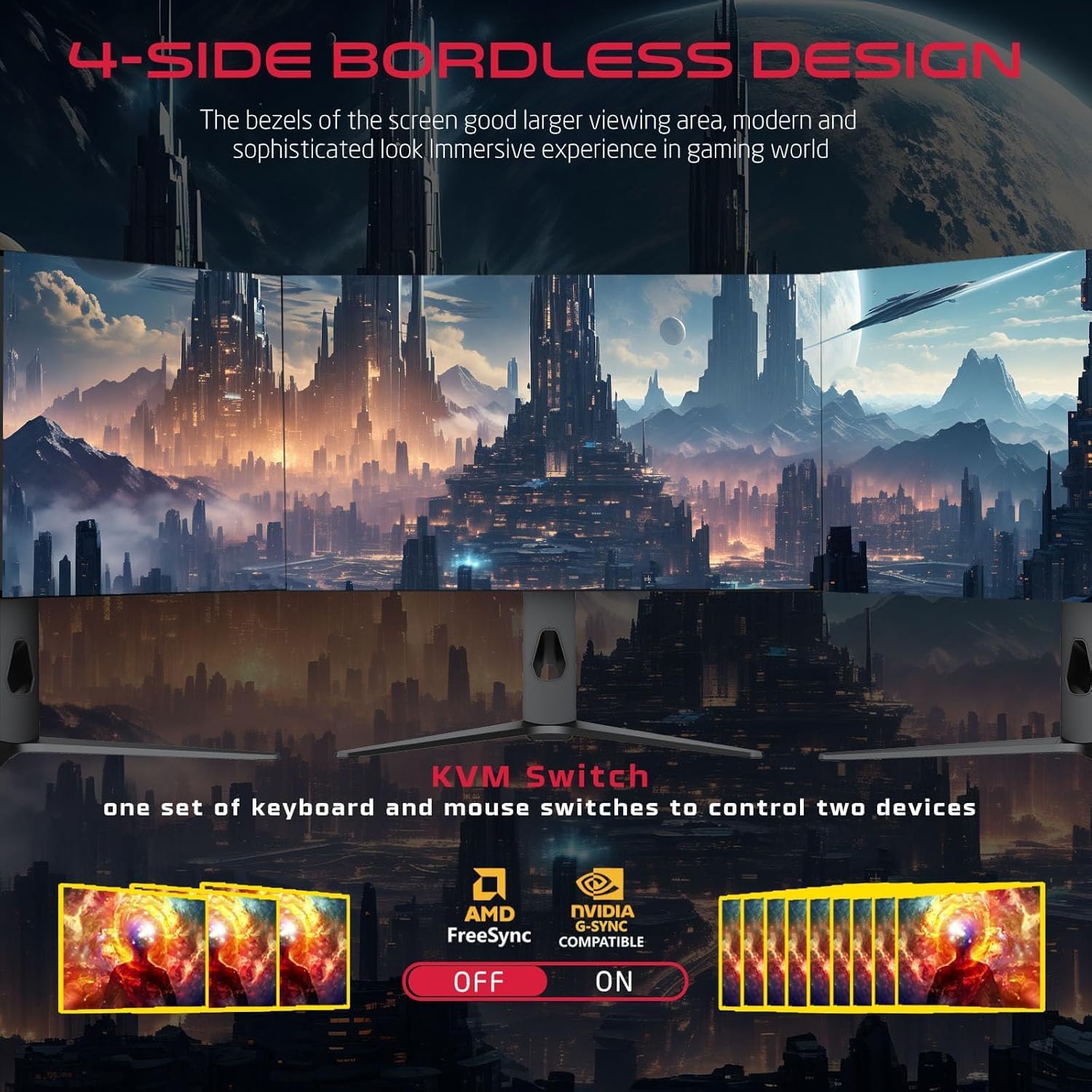 GAMEON 27" Black OLED QHD Gaming Monitor, 240Hz, 0.03ms, HDMI 2.1 (Supports PS5), DP 1.4, USB-C 65W, HDR10, FreeSync, G-Sync, 10-Bit, 98.5% DCI-P3, KVM, RGB, Adjustable Height Tilt Pivot Swivel