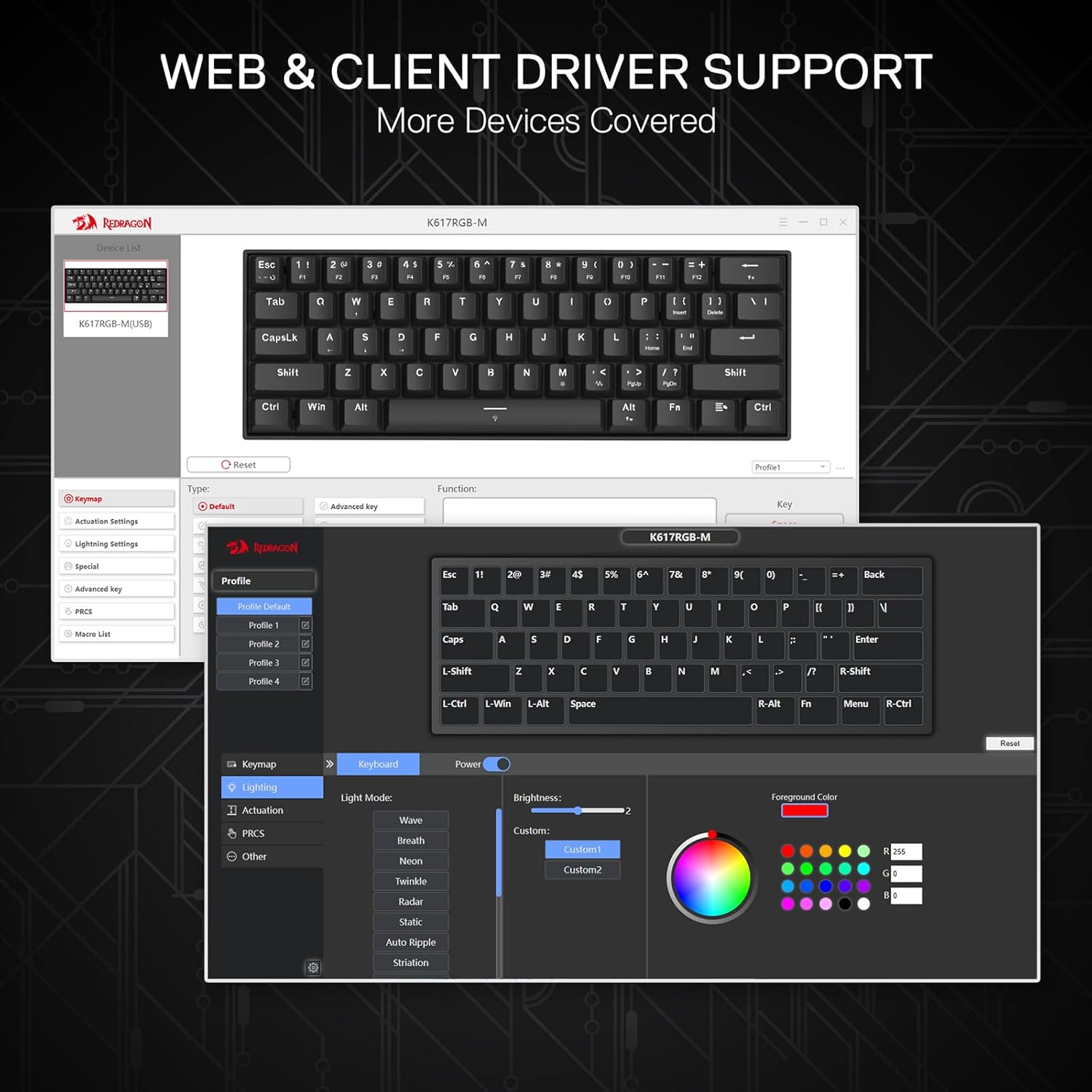 Redragon K617 HE Rapid Trigger Gaming Keyboard, 60% 61 Keys Wired Mechanical Keyboard w/Hyper-Fast Actuation, Dedicated Hall Effect Magnetic Switch, Actuation Point Adjustable, Essential Black