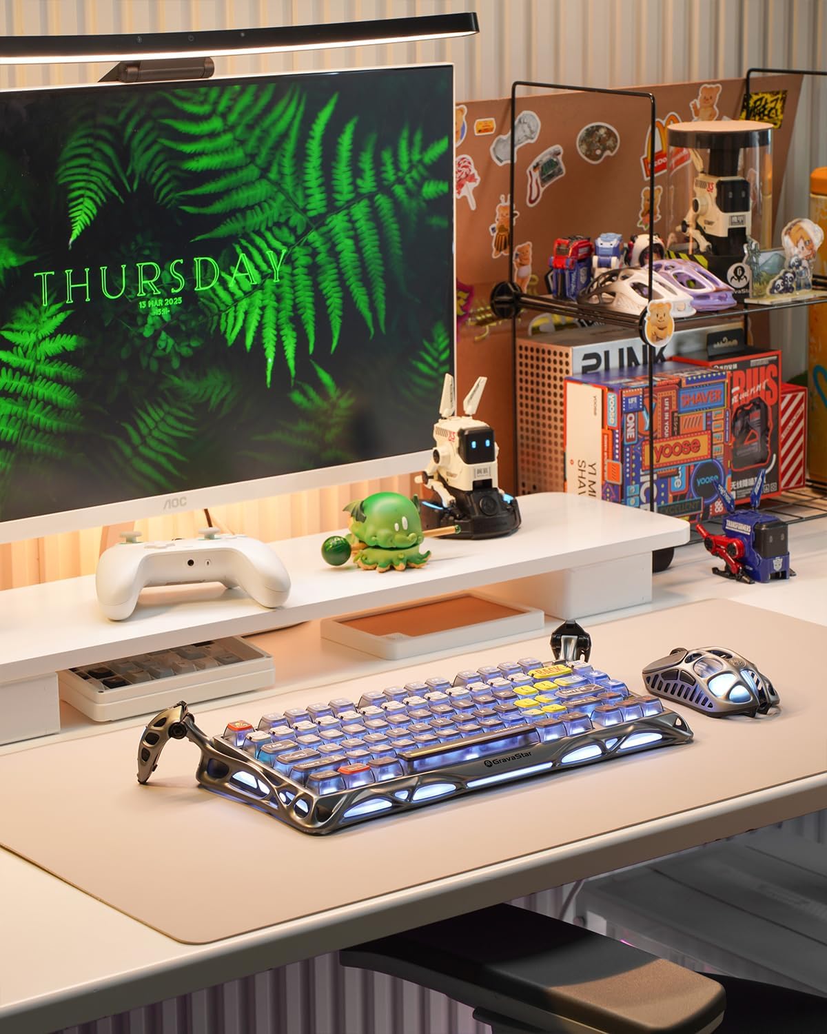 GravaStar Mercury K1 Pro Wireless Mechanical Gaming Keyboard, 75% Layout RGB Custom Keyboard, Hot-Swappable Linear Switches – Aluminum Alloy, Interstellar Silver Brushed Metal Look