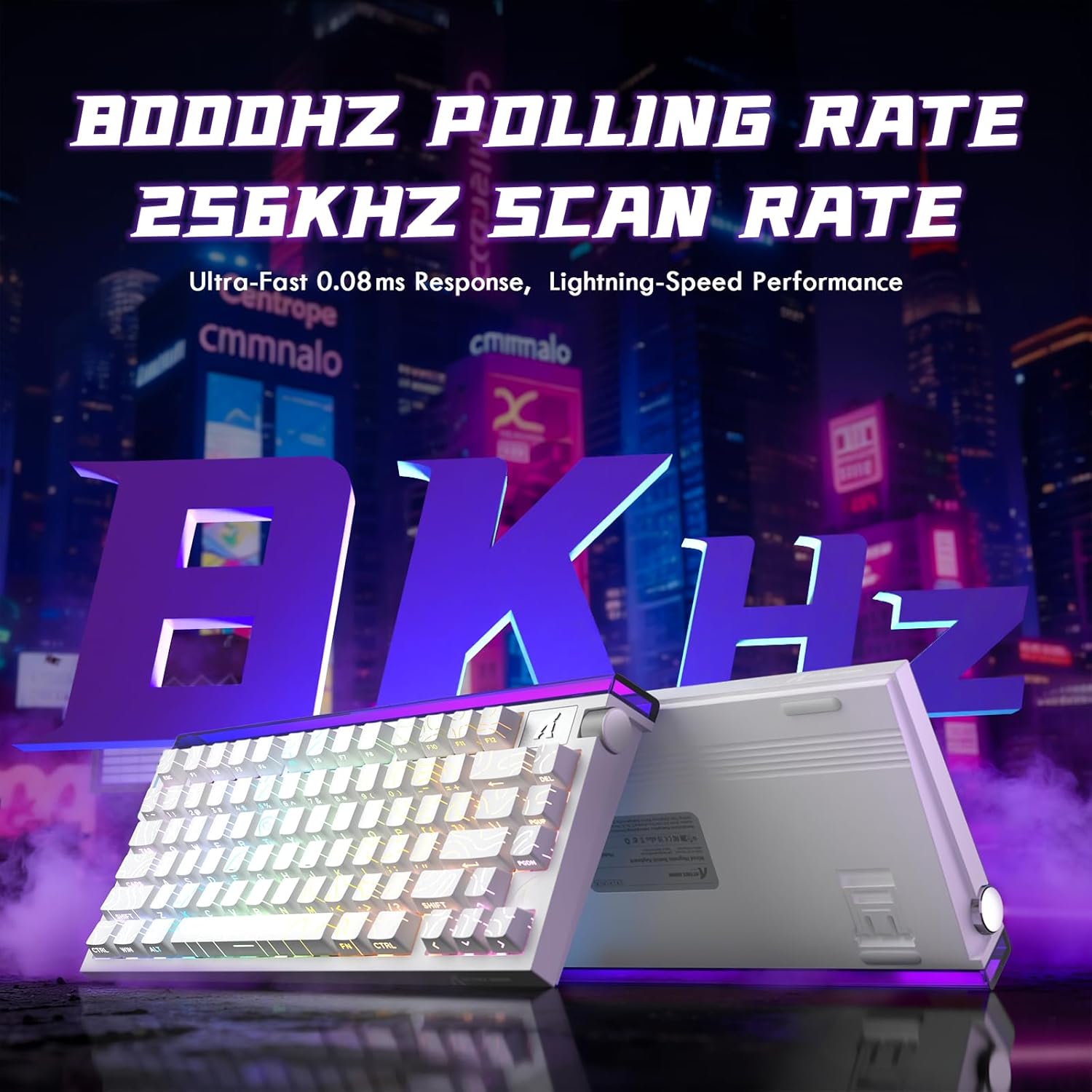 ATTACK SHARK R85HE Wired 75% Hall Effect Rapid Trigger Mechanical RGB Gaming Keyboard with 8K Polling,0.05mm RT Accuracy,0.08MS Latency,Magnetic Switch,5Layer Sound Damped,Driver for PC(White Contour)