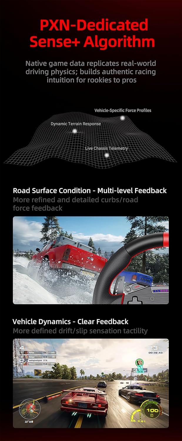 PXN VD4 Bundle F Gaming sim racing wheel Direct Drive Servo Motor Base 4NM Force Feedback 11" Racing Wheel & Hall 2-Pedal PC Steering Wheel set for PC Windows 7/8/10/11