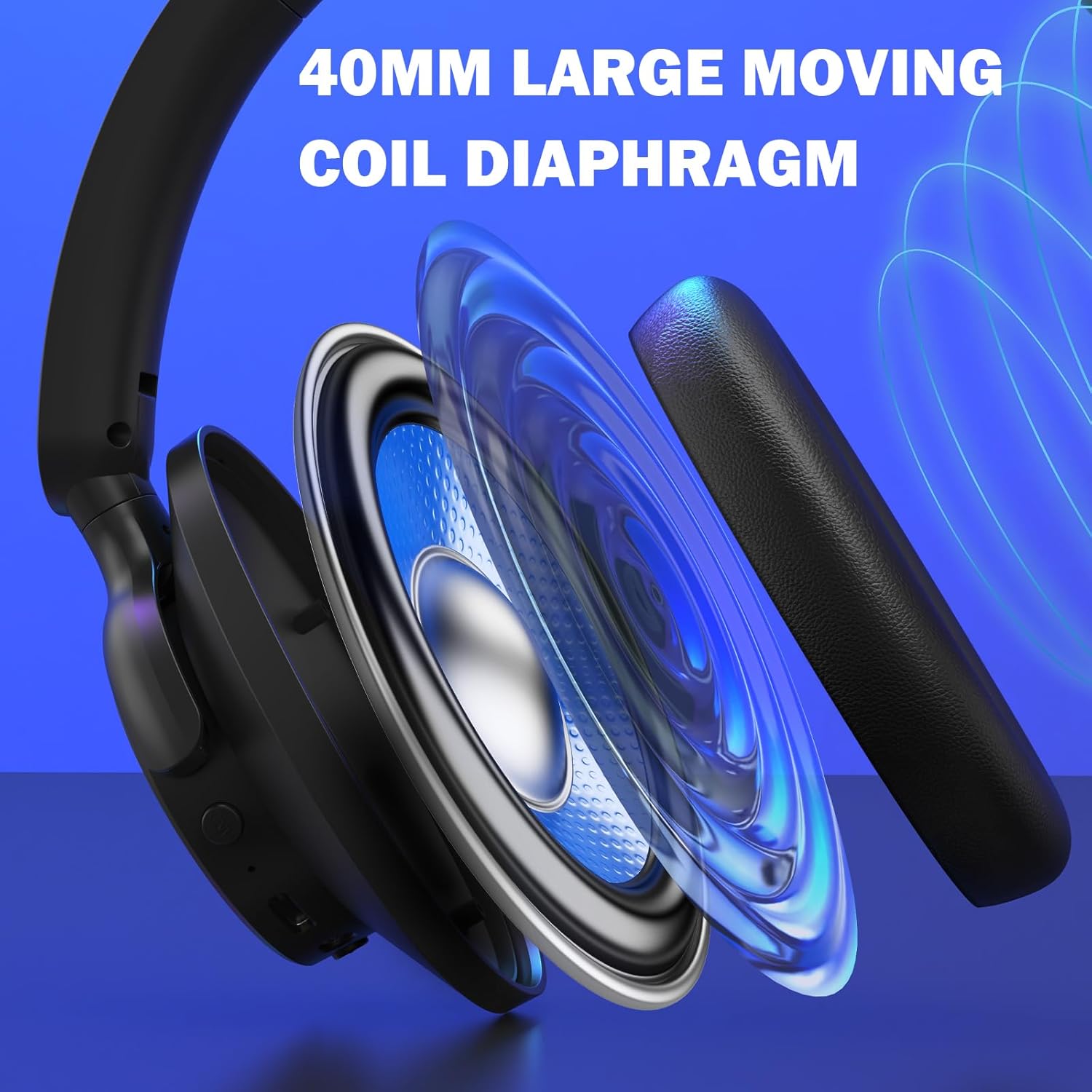 Redragon H610 Wireless Gaming Headset for PC, Mac, NS, Phone - BT 5.3 with ANC Noise Cancellation, 40H Battery, Lightweight, Over-Ear Headphones with Built-in Mic,