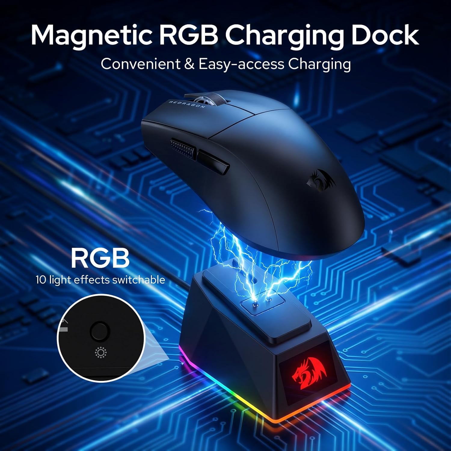 ماوس الألعاب اللاسلكي Redragon M999 مع حامل بدقة 45000 نقطة في البوصة