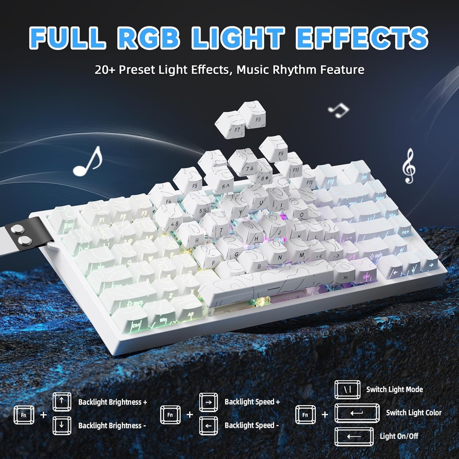 ATTACK SHARK R82HE Rapid Trigger Wired Mechanical Gaming Keyboard TKL NKRO with 8K Polling,0.005mm RT Accuracy,256K Scan Rate,5 Layer Sound Damped,Hall Effect Magnetic Switch for PC Mac(White Contour)
