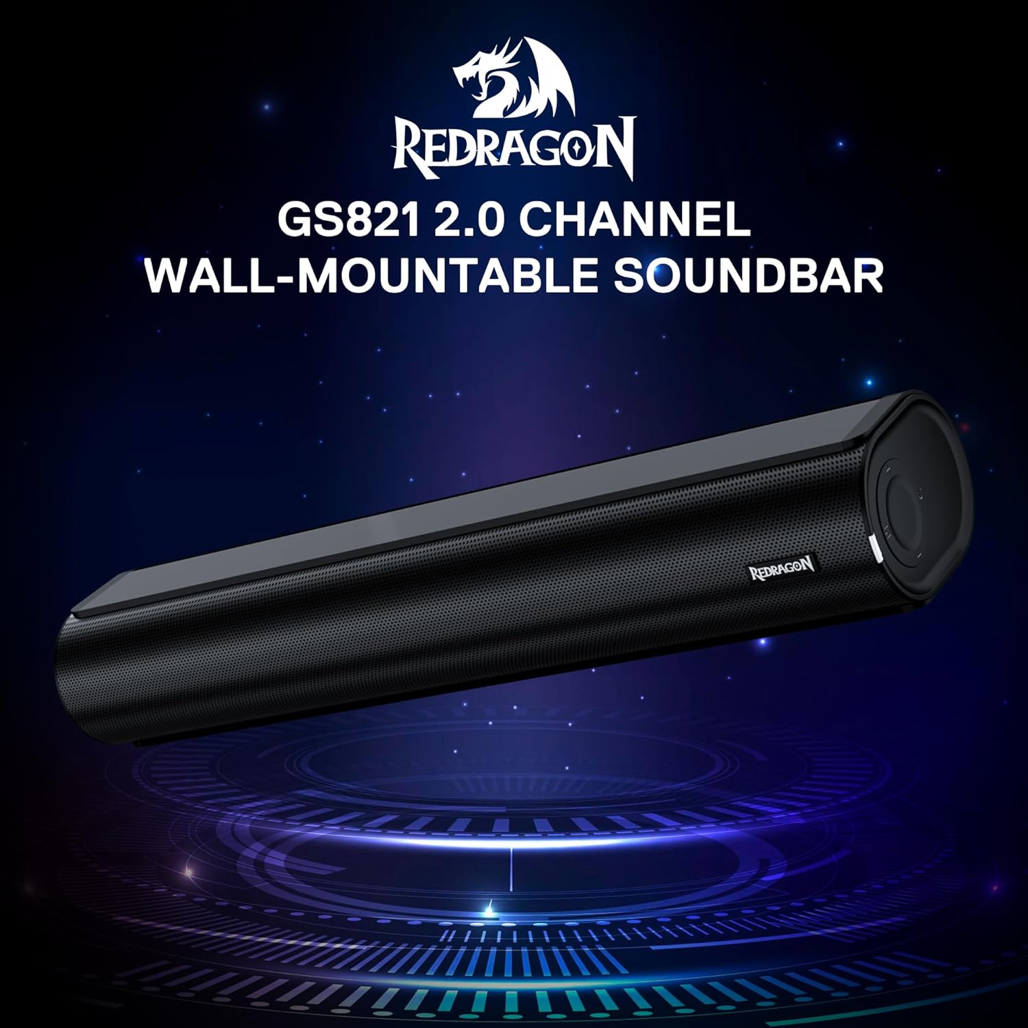 Redragon GS821 Soundbar for TV, Home Theater Audio Sound Bar with HDMI ARC/Optical/BT 5.3, Hi-Fi Stereo System with 3 EQ Modes, Remote Control & Wall Mountable, Compact Speaker for TV & PC