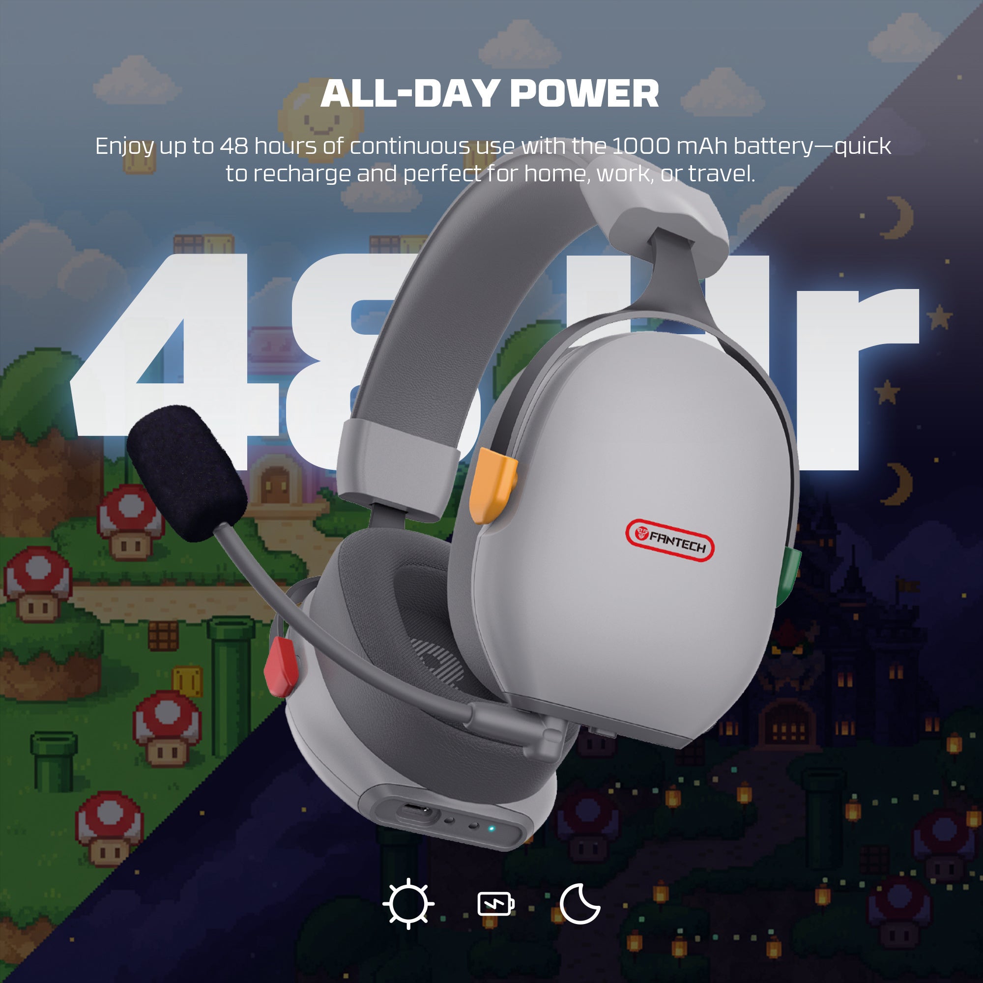 Fantech SUPER MAXFIT Carbon Pro Bluetooth Wireless Headset with Detachable Mic