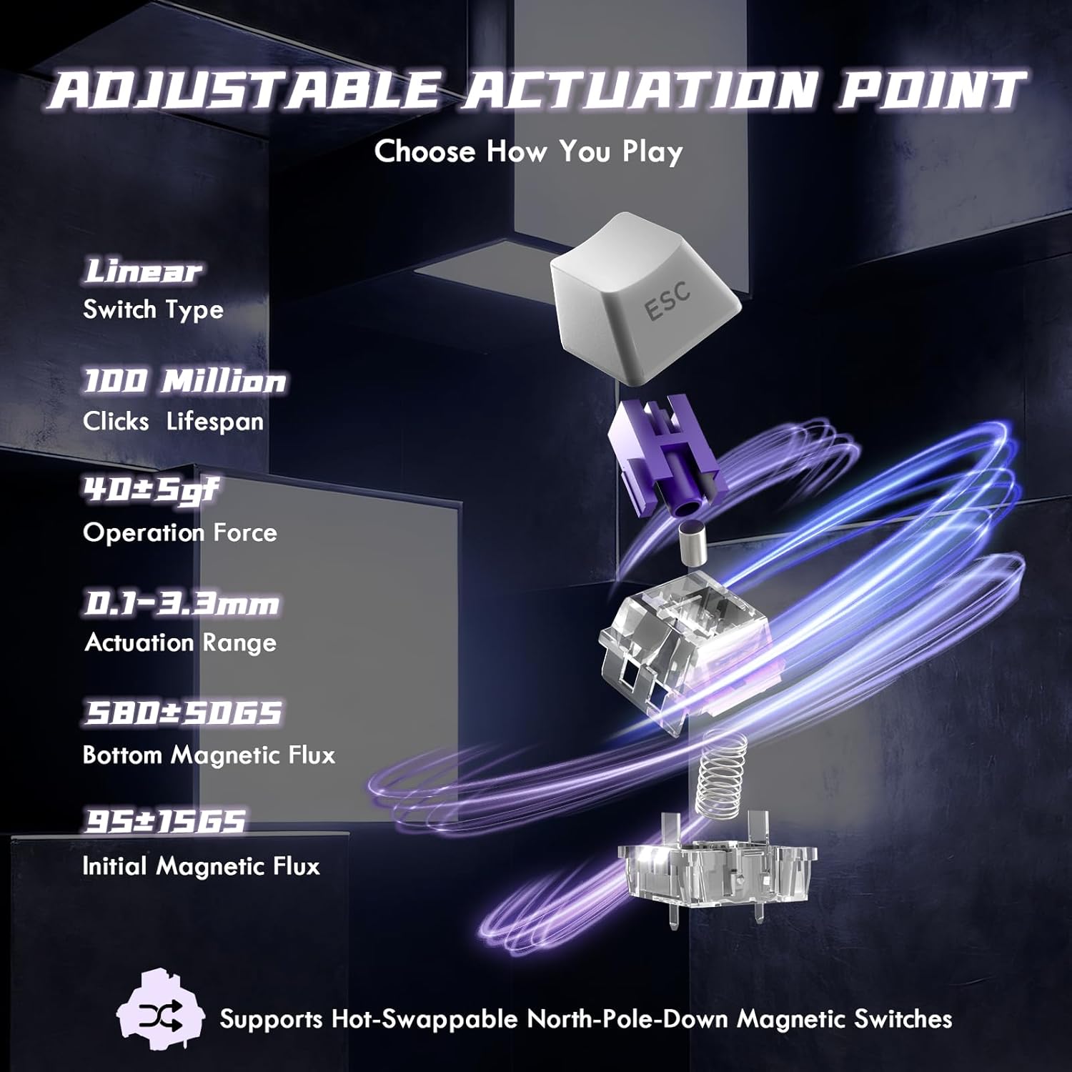 ATTACK SHARK R85HE Wired 75% Hall Effect Rapid Trigger Mechanical RGB Gaming Keyboard with 8K Polling,0.05mm RT Accuracy,0.08MS Latency,Magnetic Switch,5 Layer Sound Damped,Driver for PC(Moonlight)