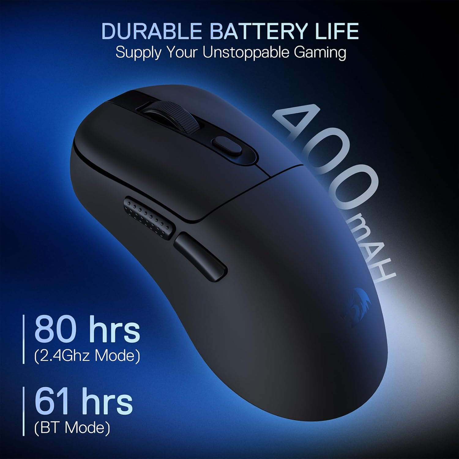 Redragon M998 Lightweight Wireless Gaming Mouse with RGB Magnetic Charging Dock, BT/2.4G Wireless/Wired Optical Mice, 24000 DPI, 5 Programmable Buttons for PC/Mac, Black