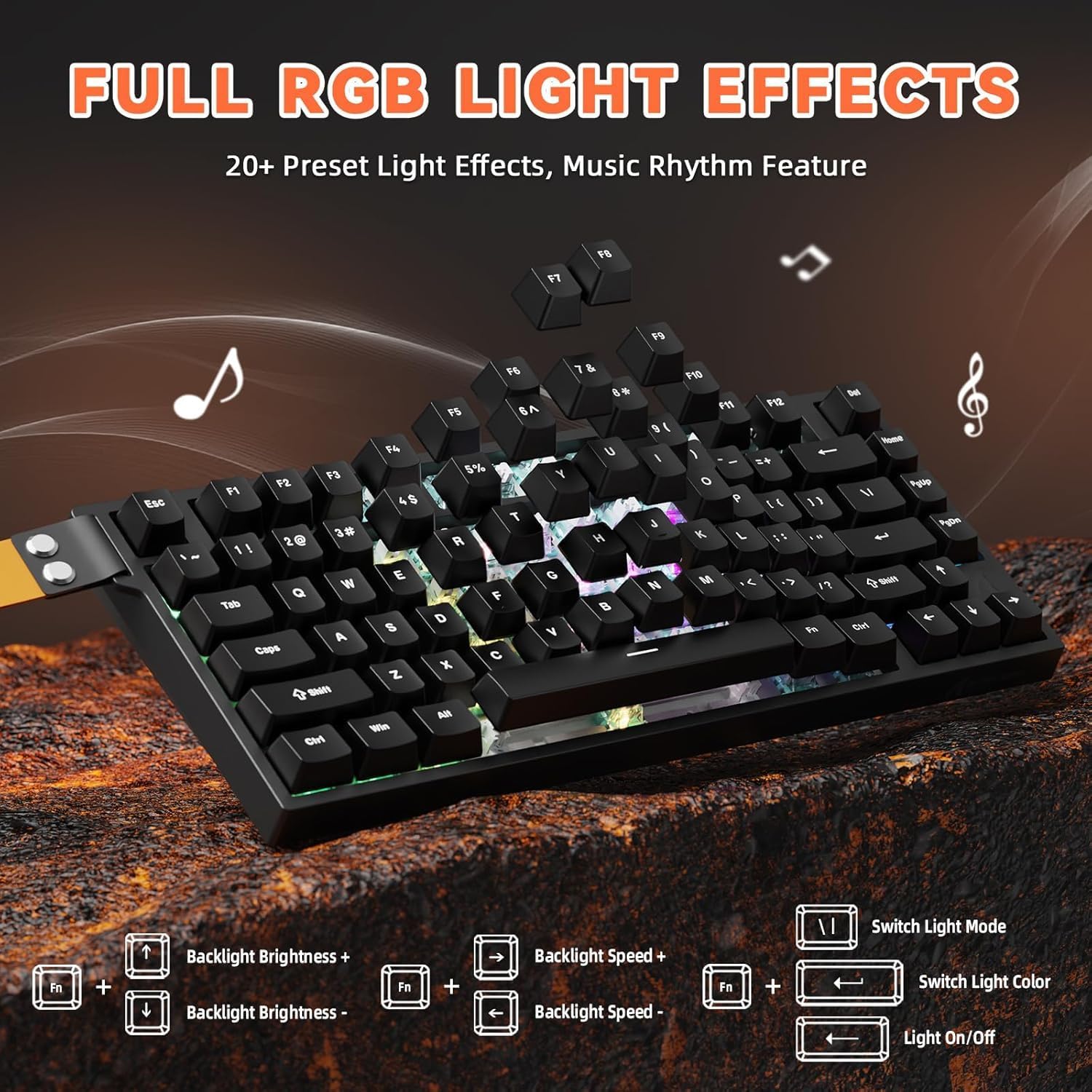 ATTACK SHARK R82 HE Rapid Trigger Wired Mechanical Gaming Keyboard TKL NKRO with 8K Polling,0.005mm RT Accuracy,256K Scan Rate,5 Layer Sound Damped,Hall Effect Magnetic Switch,Driver for PC Mac(Black)