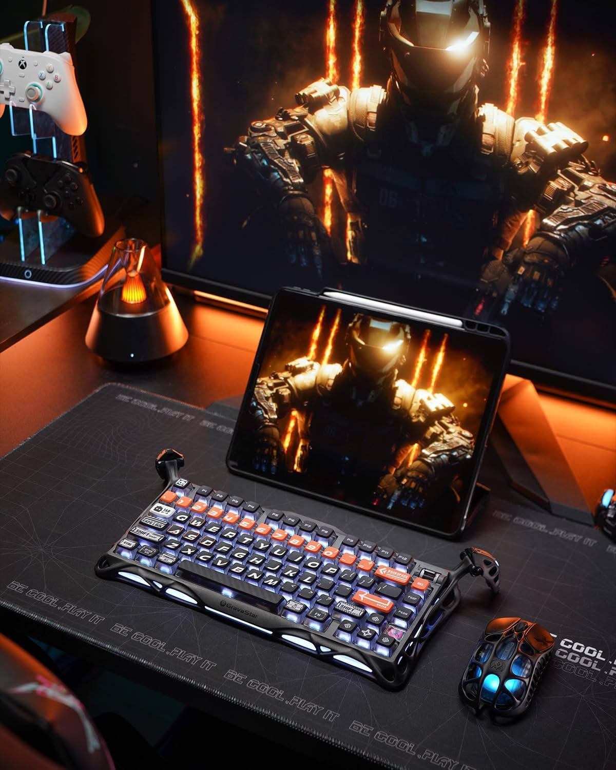 GravaStar Mercury K1 Pro Wireless Mechanical Gaming Keyboard, 75% Layout RGB Custom Keyboard, Aluminum Alloy Matte Black Frame with Phoenix-Inspired Keycaps, Hot-Swappable Linear Switches – CyberFlare