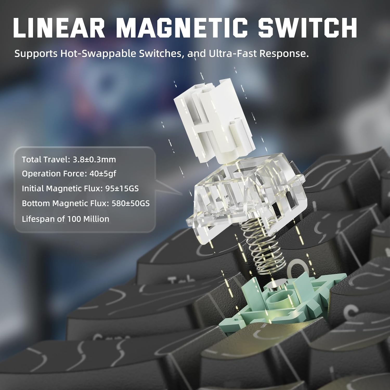 ATTACK SHARK X68 PRO HE Wireless Rapid Trigger Gaming Keyboard with Adjustable Actuation,8K Polling Rate,Hall Effect Magnetic Switch,Hot-Swap,RGB Backlit,BT/2.4GHz/Wired,for FPS Games-Black