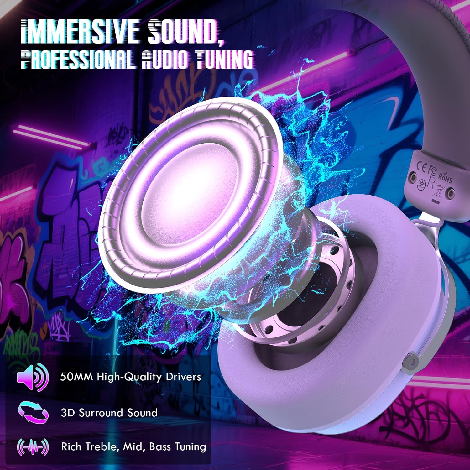 ATTACK SHARK L30Pro Wireless Gaming Headset with 2.4Ghz/BT/Wired, Long Battery Life with Detachable Microphone 7.1 Surround Sound Ultra-Low Latency for PC/PS5/Xbox/Switch/Mobile Silver