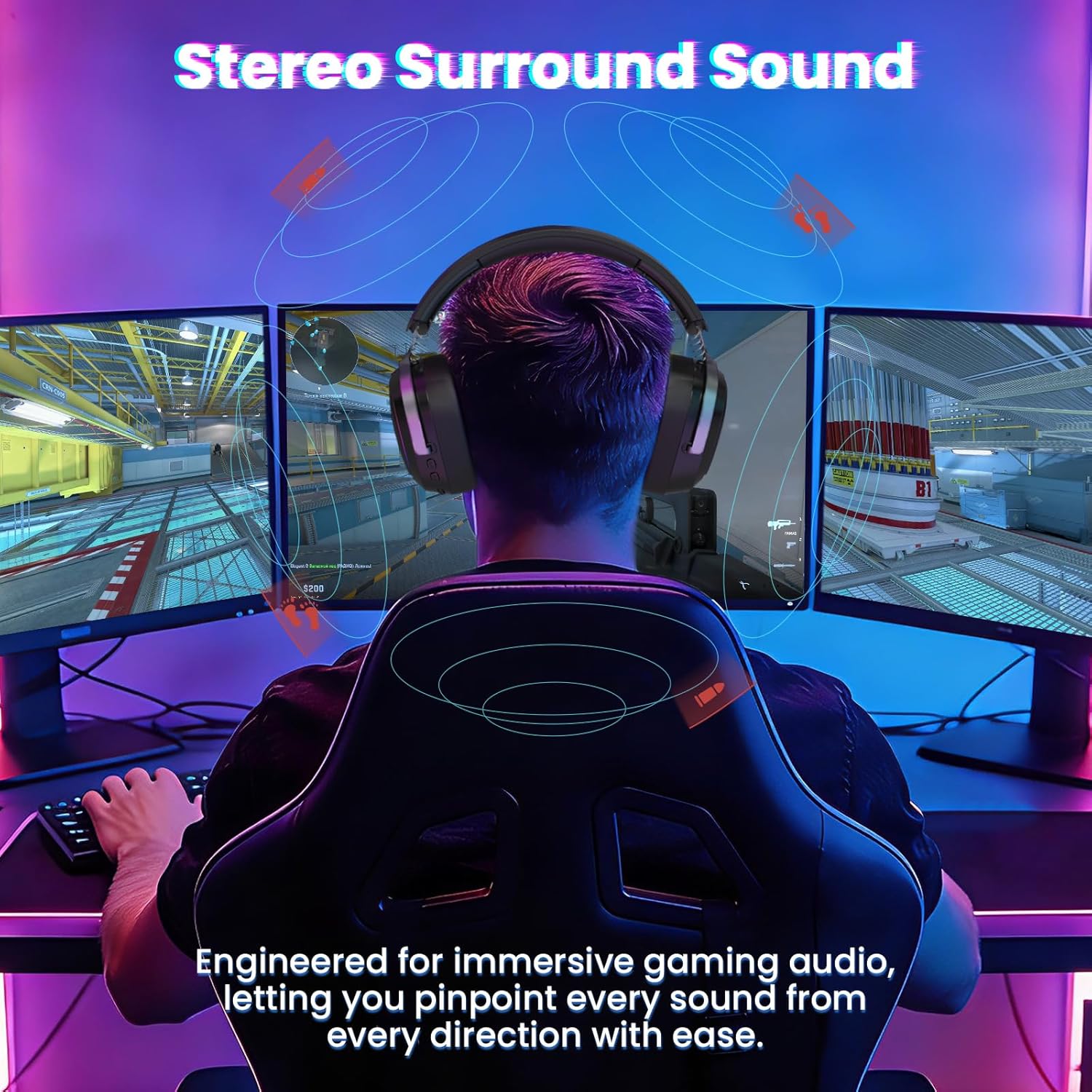 ATTACK SHARK G800 Wireless RGB Gaming Headset:7.1 Surround Sound-50mm Drivers-Memory Foam Ear Pads,Wired/2.4Ghz/BT,Ultralight,Durable Aluminum Frame,Detachable Mic,Programmable for PC Mac Gamer(Black)