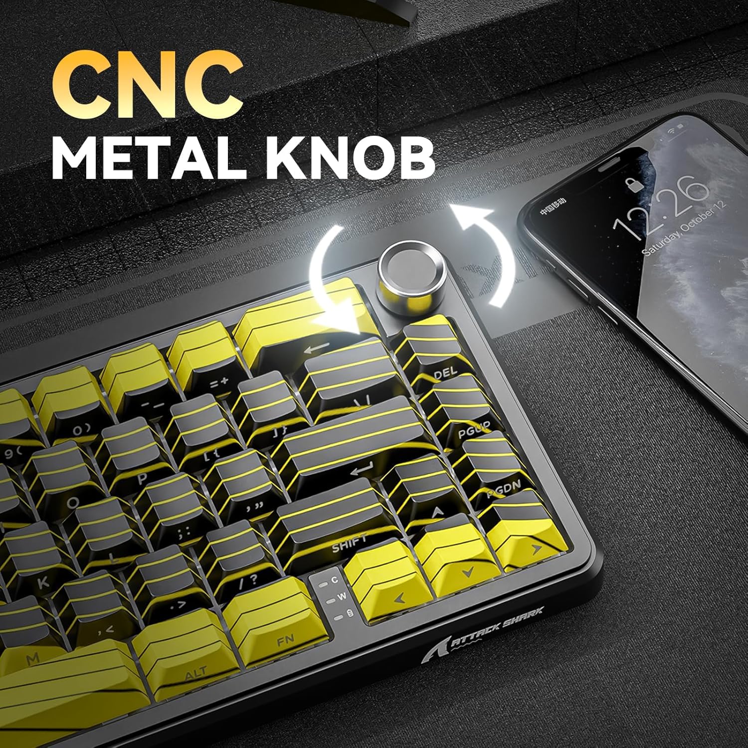 Attack Shark X65PRO HE Rapid Trigger Magnetic Mechanical Keyboard,60% Hot Swappable,Hall Effect Sensor,Adjustable Actuation,Tri-Mode RGB, 8KHz Polling Rate with Coiled Cable for MOBA/FPS/RTS-Yellow