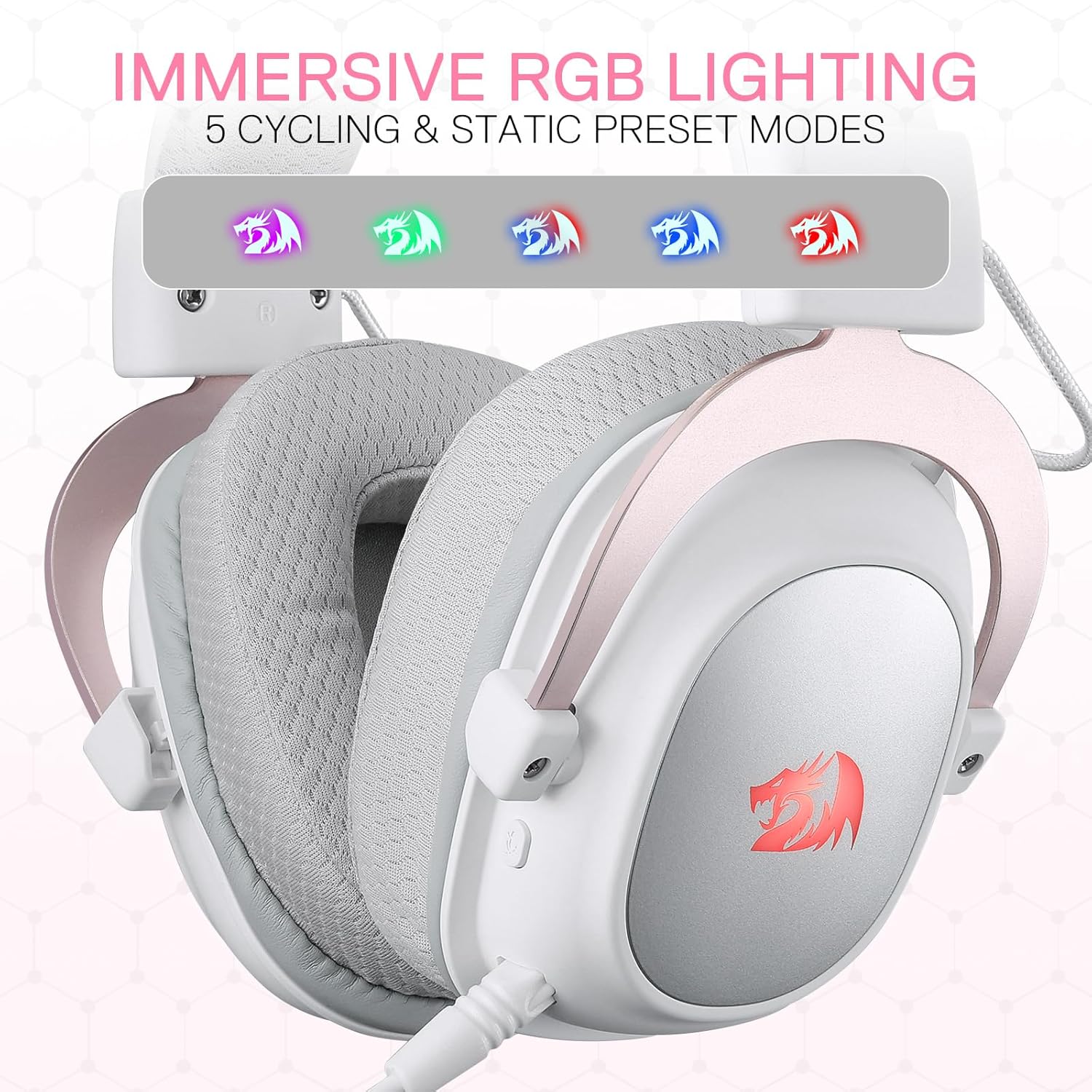 Redragon H510 PRO 3-Mode RGB Gaming Headset - 7.1 Surround Sound - 53MM Audio Drivers in Memory Foam Ear Pads w/Durable Fabric Cover- Multi Platforms Headphone - USB Powered for PC/PS4/NS