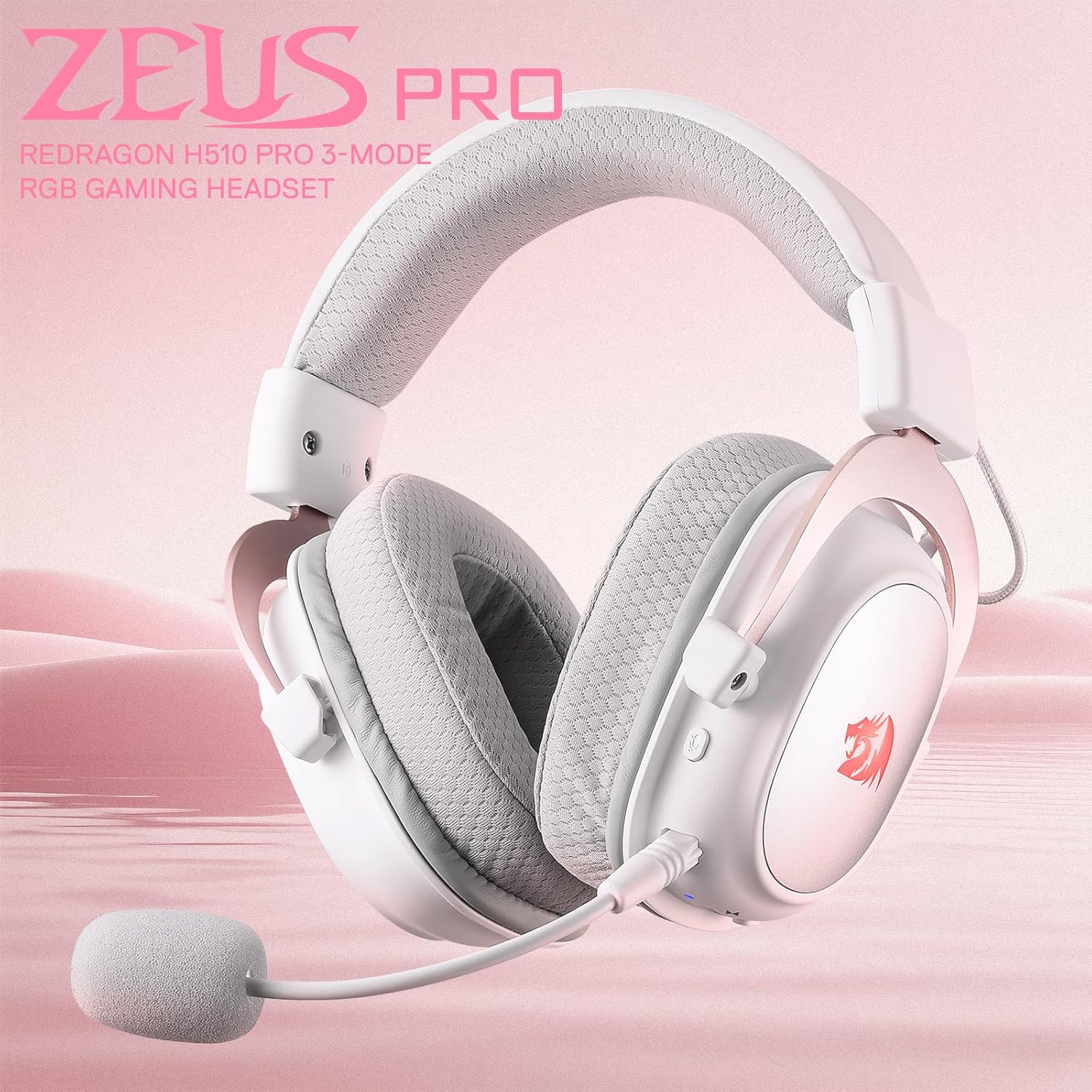 Redragon H510 PRO 3-Mode RGB Gaming Headset - 7.1 Surround Sound - 53MM Audio Drivers in Memory Foam Ear Pads w/Durable Fabric Cover- Multi Platforms Headphone - USB Powered for PC/PS4/NS