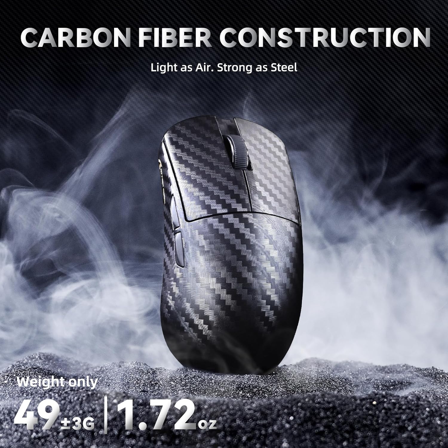 ATTACK SHARK R11 Ultra 8K Carbon Fiber Wireless Gaming Mouse,PAW3950 MAX Sensor,49g Ultra-Lightweight,Nordic 52840 MCU Chip,42000 DPI,Wired/BT/2.4GHz Wirelss Programmable Mouse for PC/Mac(Wave)