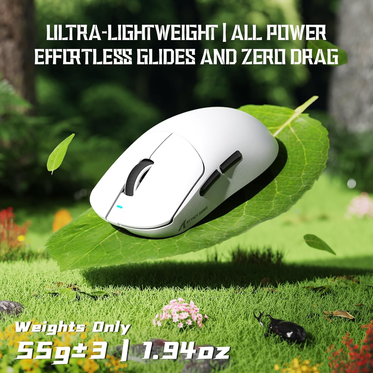 ATTACK SHARK X8 SE Wireless Gaming Mouse,55g Ultra-Lightweight Wired/BT/2.4GHz Wireless Programmable Mouse,1K Polling Rate,PixArt PAW3311 Gaming Sensor,25000 DPI,Gamer Mice for PC/Win/Mac(White)