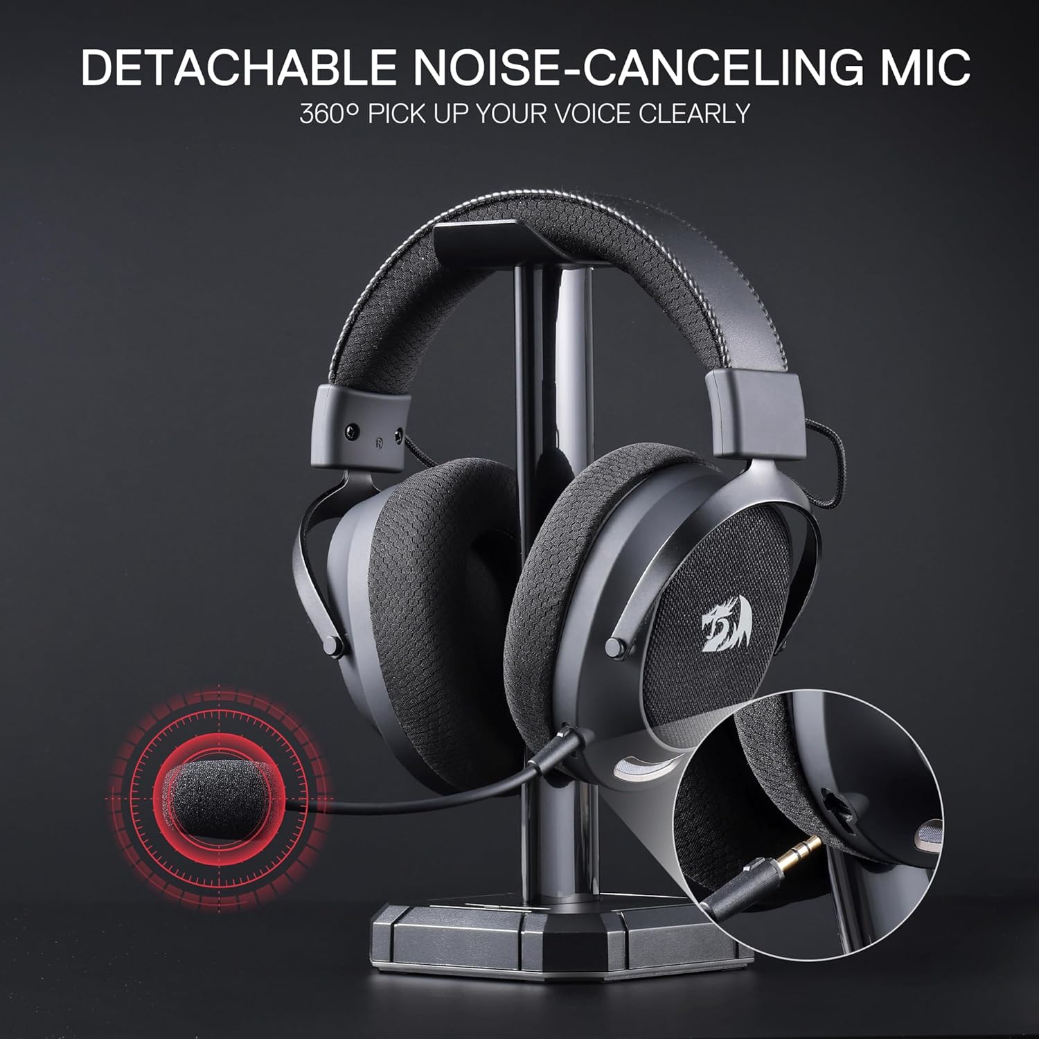 Redragon H858 3-Mode Wireless Gaming Headset, 7.1 Surround Sound + Redragon HA300 Scepter Pro Headset Stand Rgb.