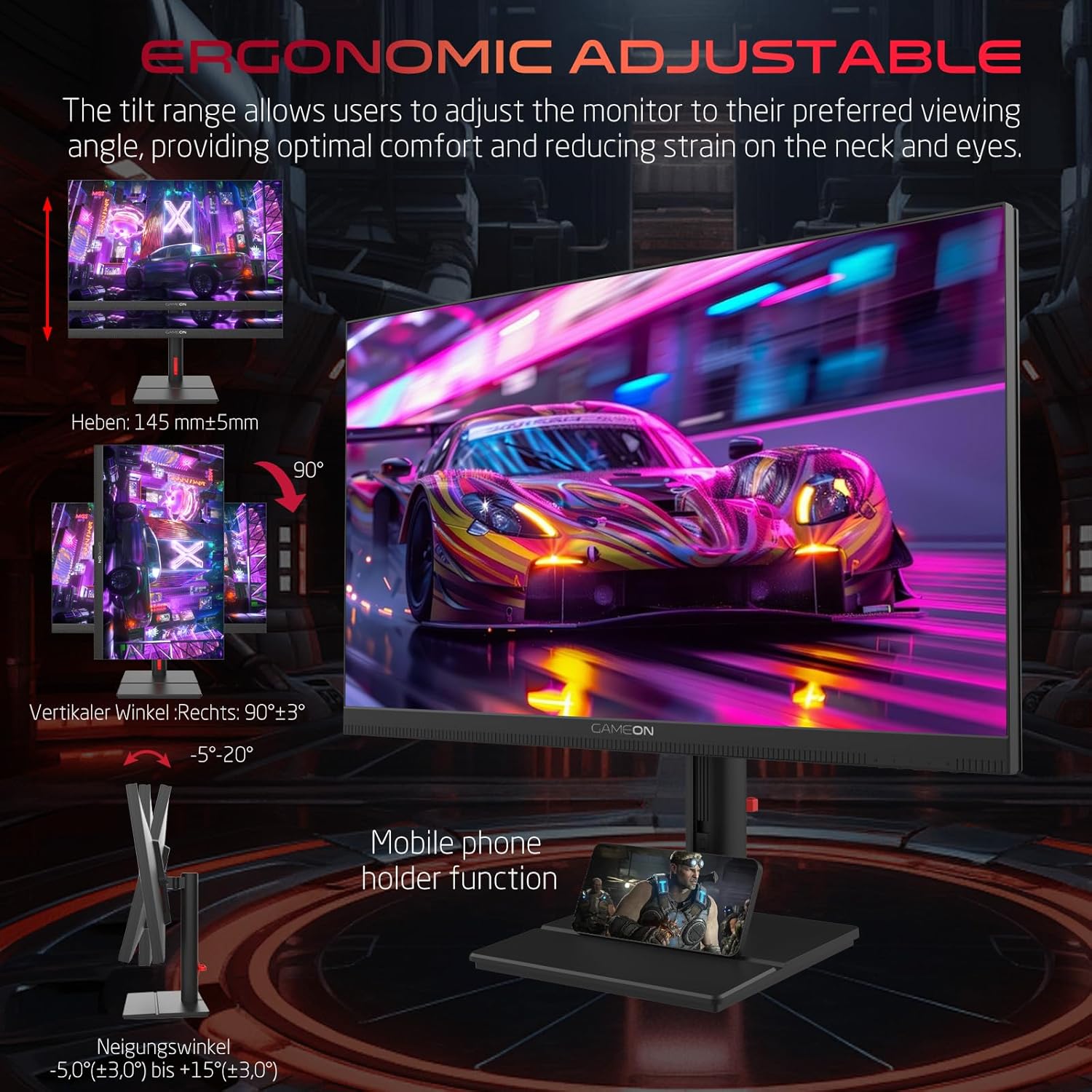 GAMEON GOML27QHD240IPS Midnight Signature Series 27" QHD, 240Hz, MPRT 0.5ms, HDMI 2.1, Fast IPS Mini LED Gaming Monitor (Supports PS5) - Black