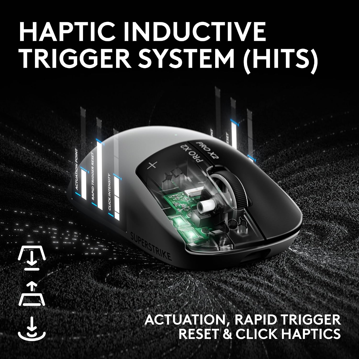 Logitech G PRO X2 SUPERSTRIKE Wireless Gaming Mouse - Black/White | Customizable Rapid Trigger Magnetic Analog Switches, Adjustable Click Haptics, 61g Lightweight, USB-C, <8K, For PC/Mac