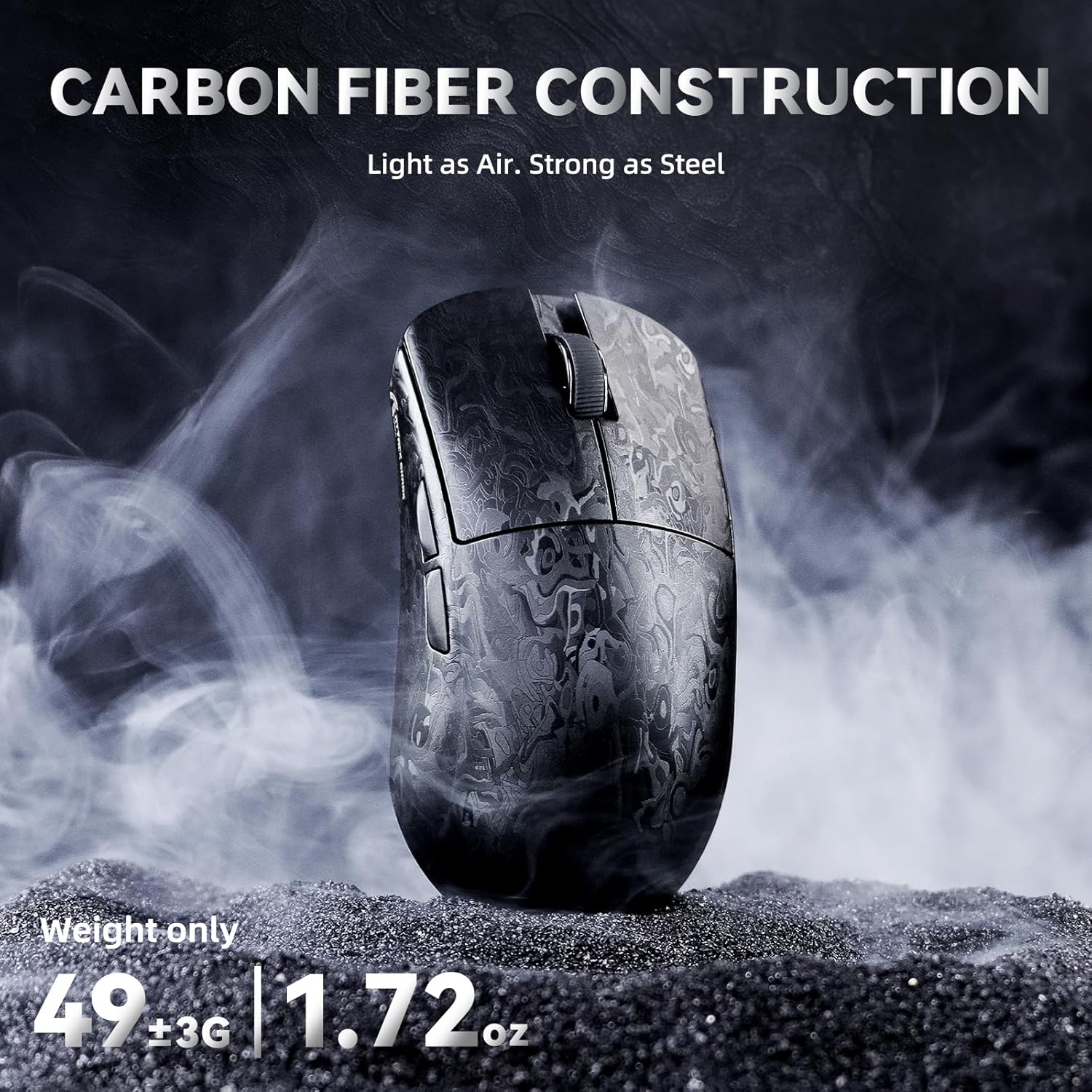 ATTACK SHARK R11 Ultra 8K Carbon Fiber Wireless Gaming Mouse,PAW3950 MAX Sensor,49g Ultra-Lightweight,Nordic 52840 MCU Chip,42000 DPI,Wired/BT/2.4GHz Wirelss Programmable Mouse for PC/Mac(Ink)