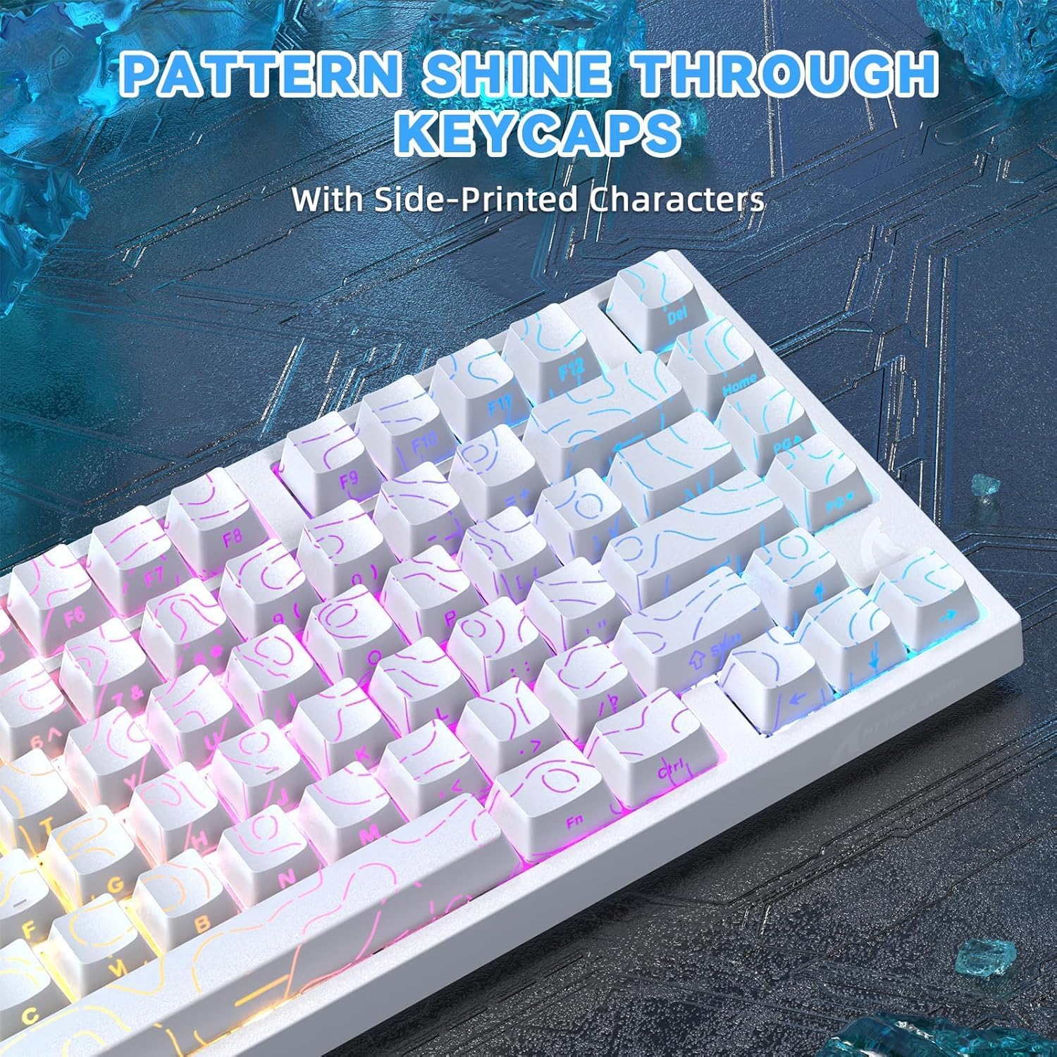 ATTACK SHARK R82HE Rapid Trigger Wired Mechanical Gaming Keyboard TKL NKRO with 8K Polling,0.005mm RT Accuracy,256K Scan Rate,5 Layer Sound Damped,Hall Effect Magnetic Switch for PC Mac(White Contour)
