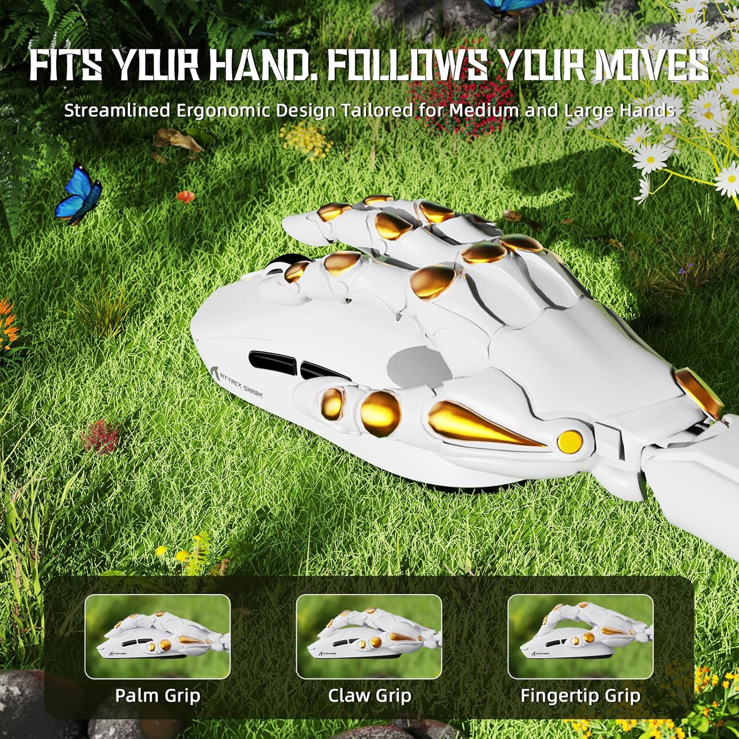 ATTACK SHARK X8 SE Wireless Gaming Mouse,55g Ultra-Lightweight Wired/BT/2.4GHz Wireless Programmable Mouse,1K Polling Rate,PixArt PAW3311 Gaming Sensor,25000 DPI,Gamer Mice for PC/Win/Mac(White)