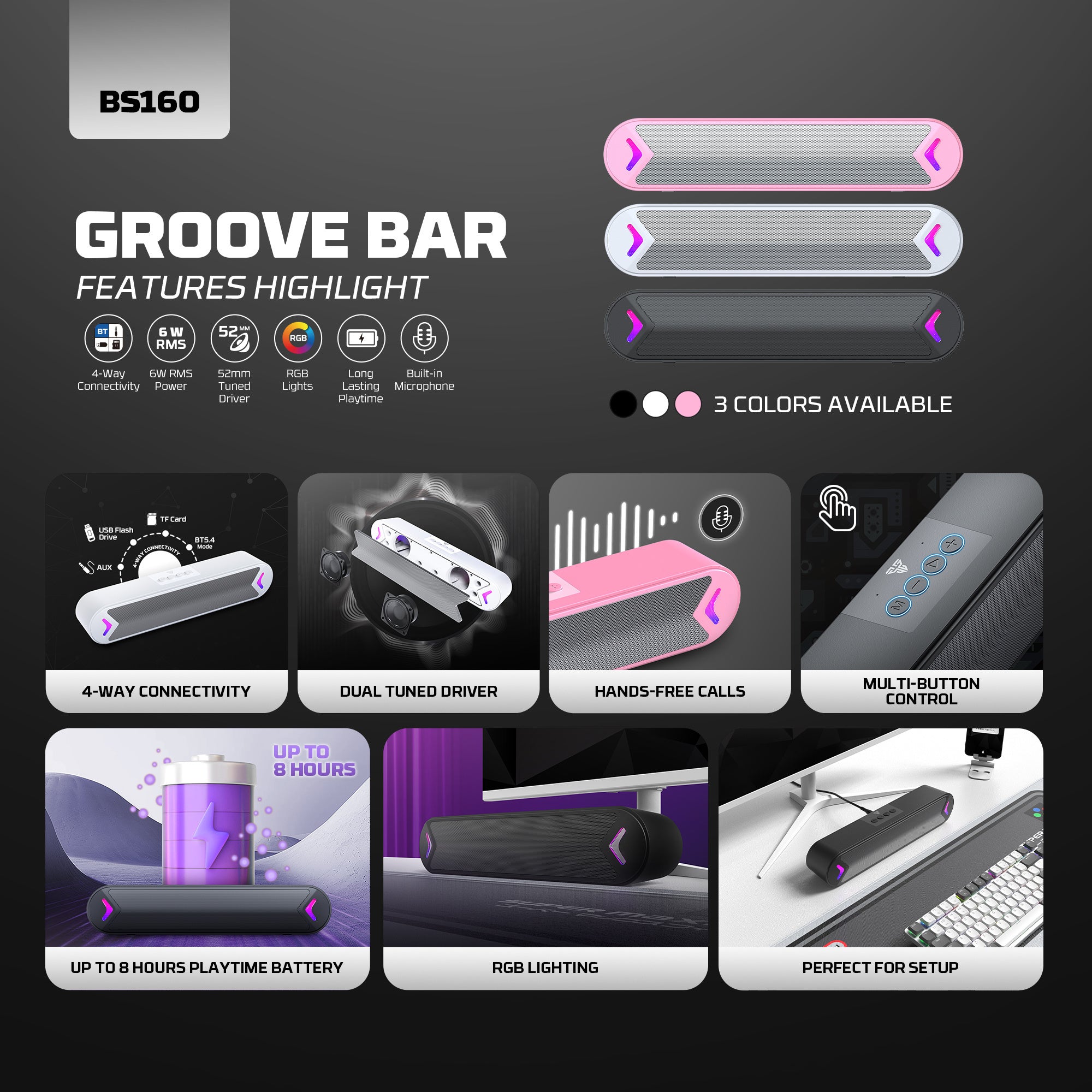 Fantech Bluetooth Speaker Groove Bar BS160 WHITE