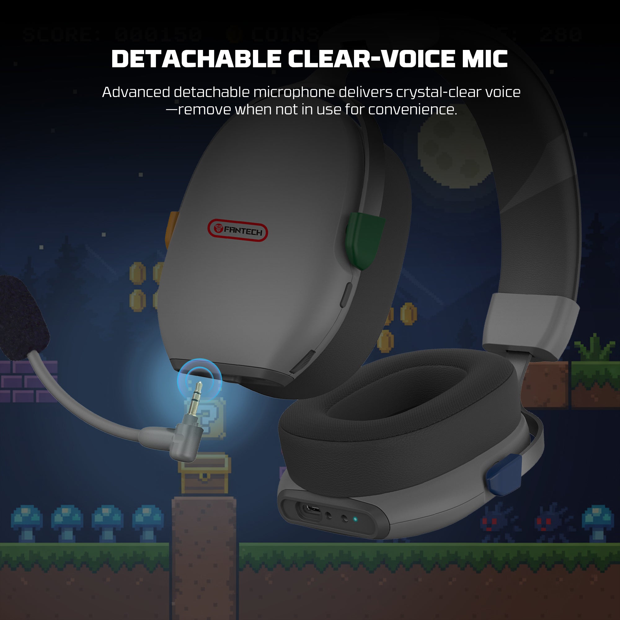 Fantech SUPER MAXFIT Carbon Pro Bluetooth Wireless Headset with Detachable Mic